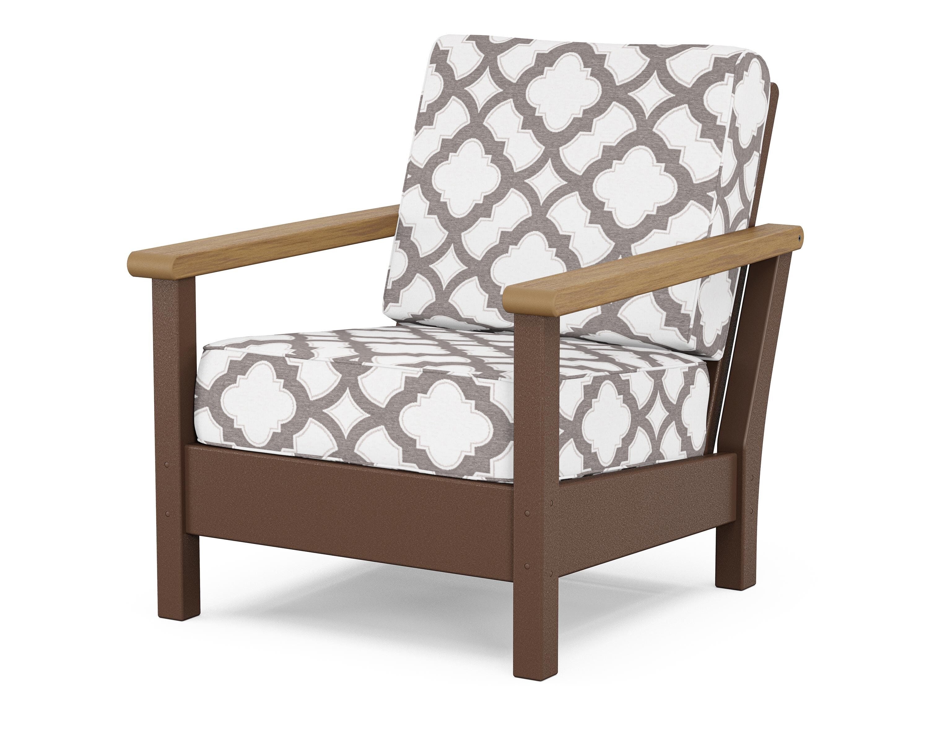 POLYWOOD® Harbour Deep Seating Chair in Mahogany / Natural / Trellis Grey Mist