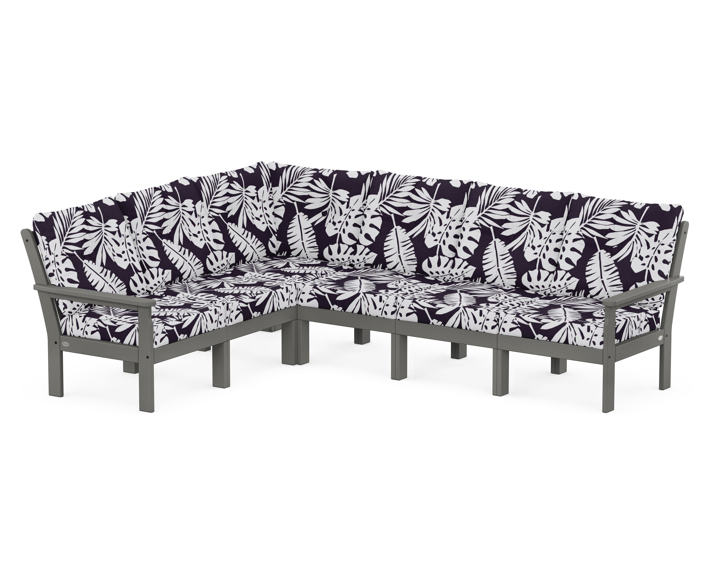 POLYWOOD® Vineyard 6-Piece Sectional in Slate Grey / Leaf Navy