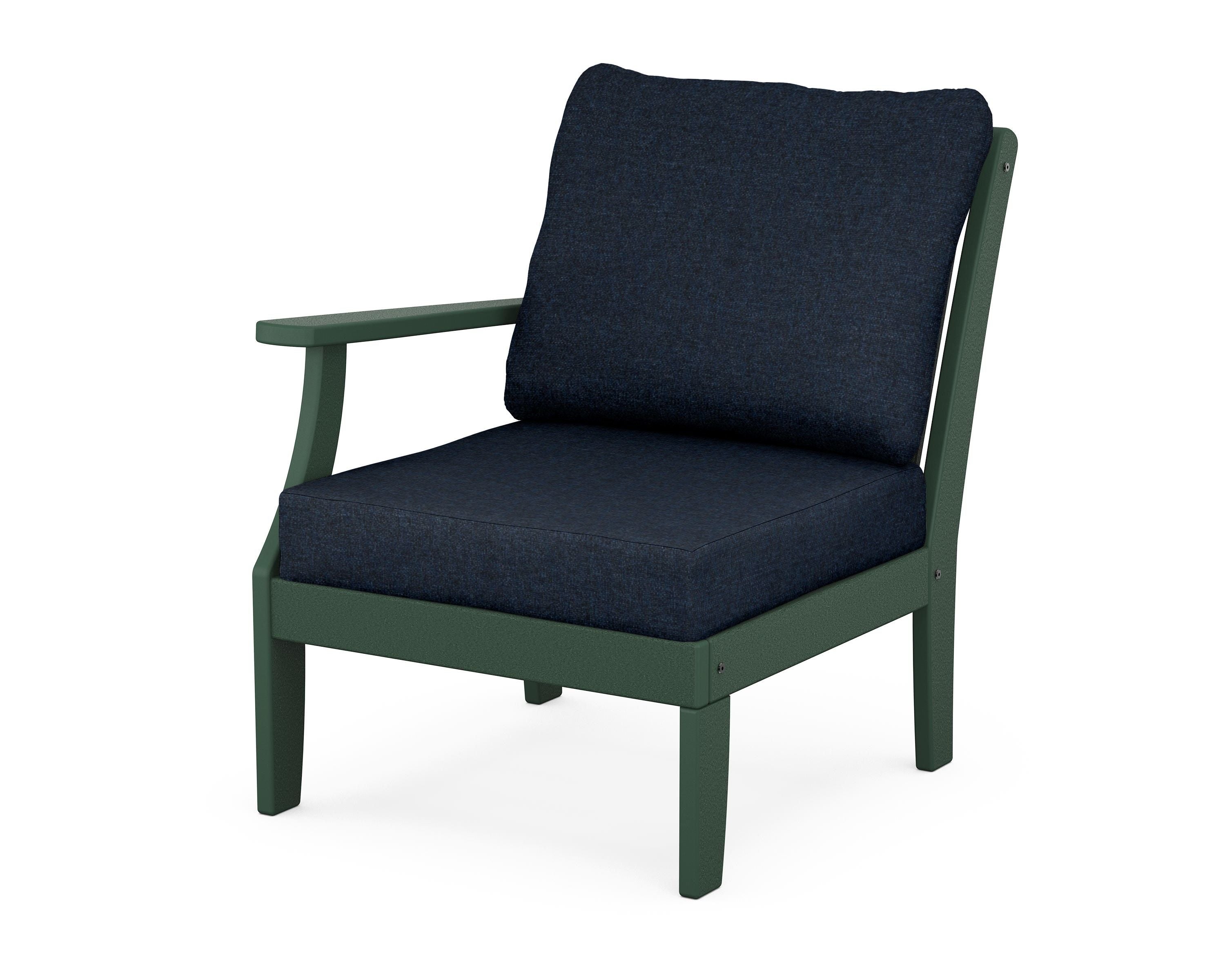 POLYWOOD® Braxton Modular Left Arm Chair in Green / Marine Indigo