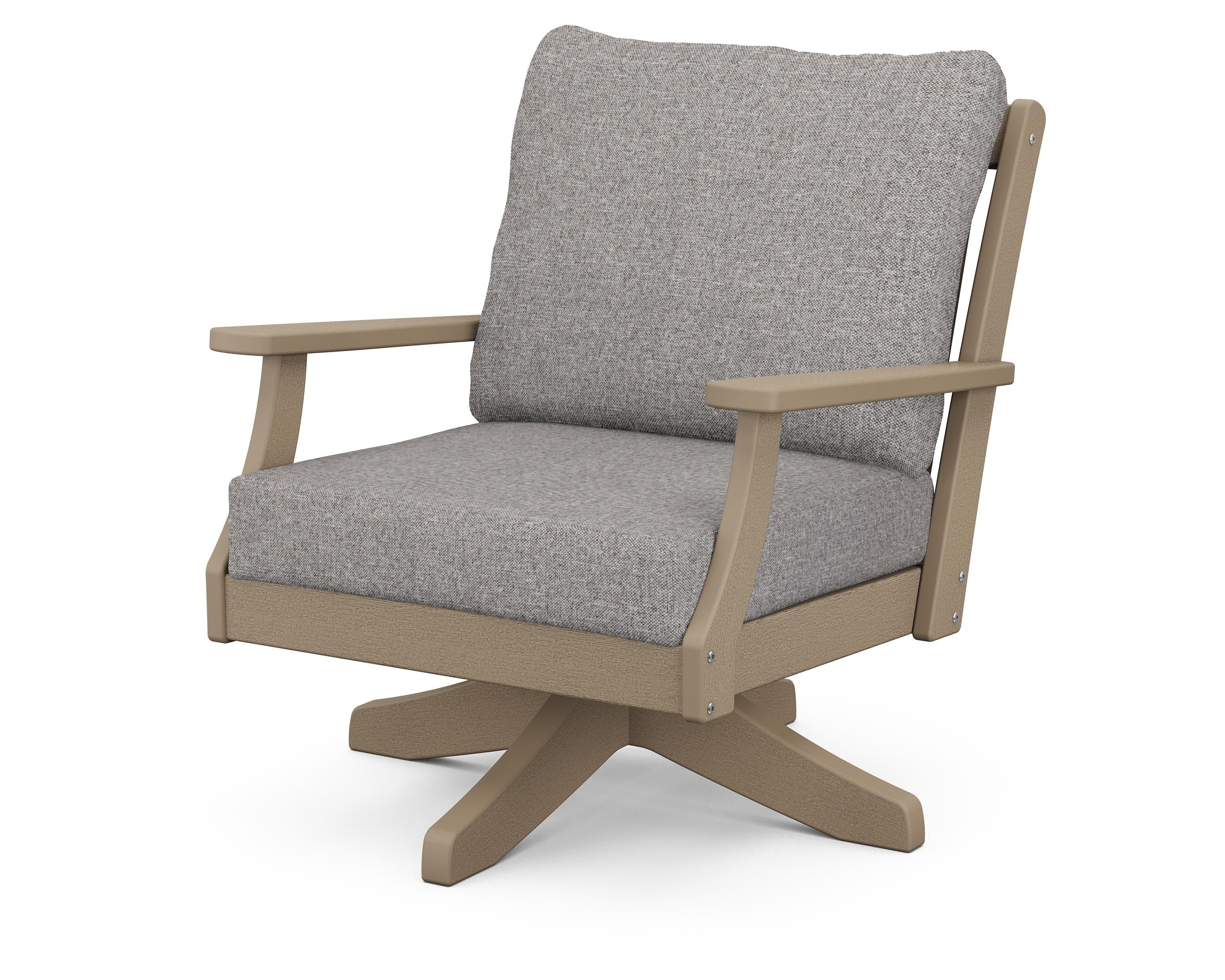 POLYWOOD® Braxton Deep Seating Swivel Chair in Vintage Sahara / Grey Mist