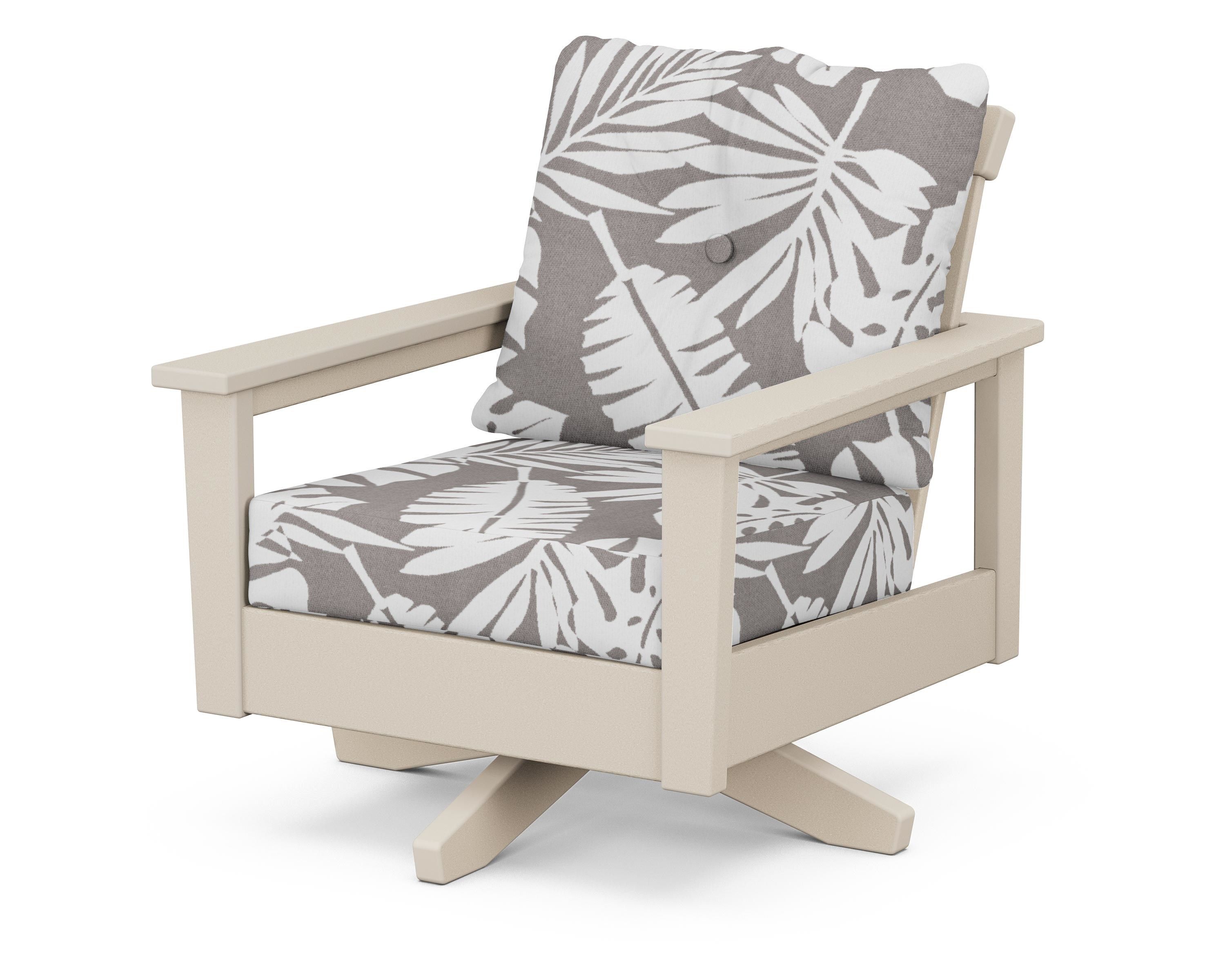 POLYWOOD® Prescott Deep Seating Swivel Chair in Sand / Leaf Grey Mist