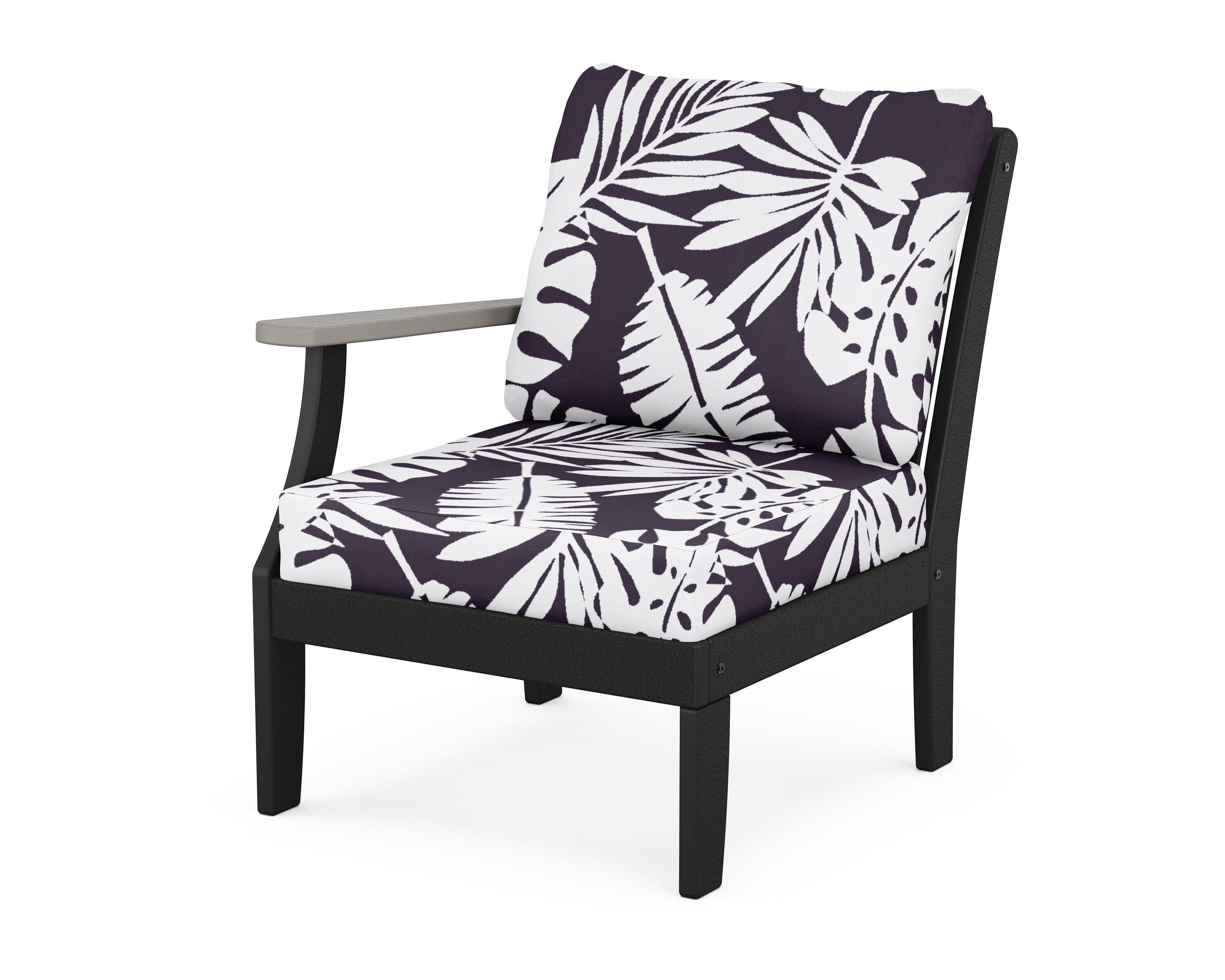 POLYWOOD® Braxton Modular Left Arm Chair in Black / Driftwood / Leaf Navy