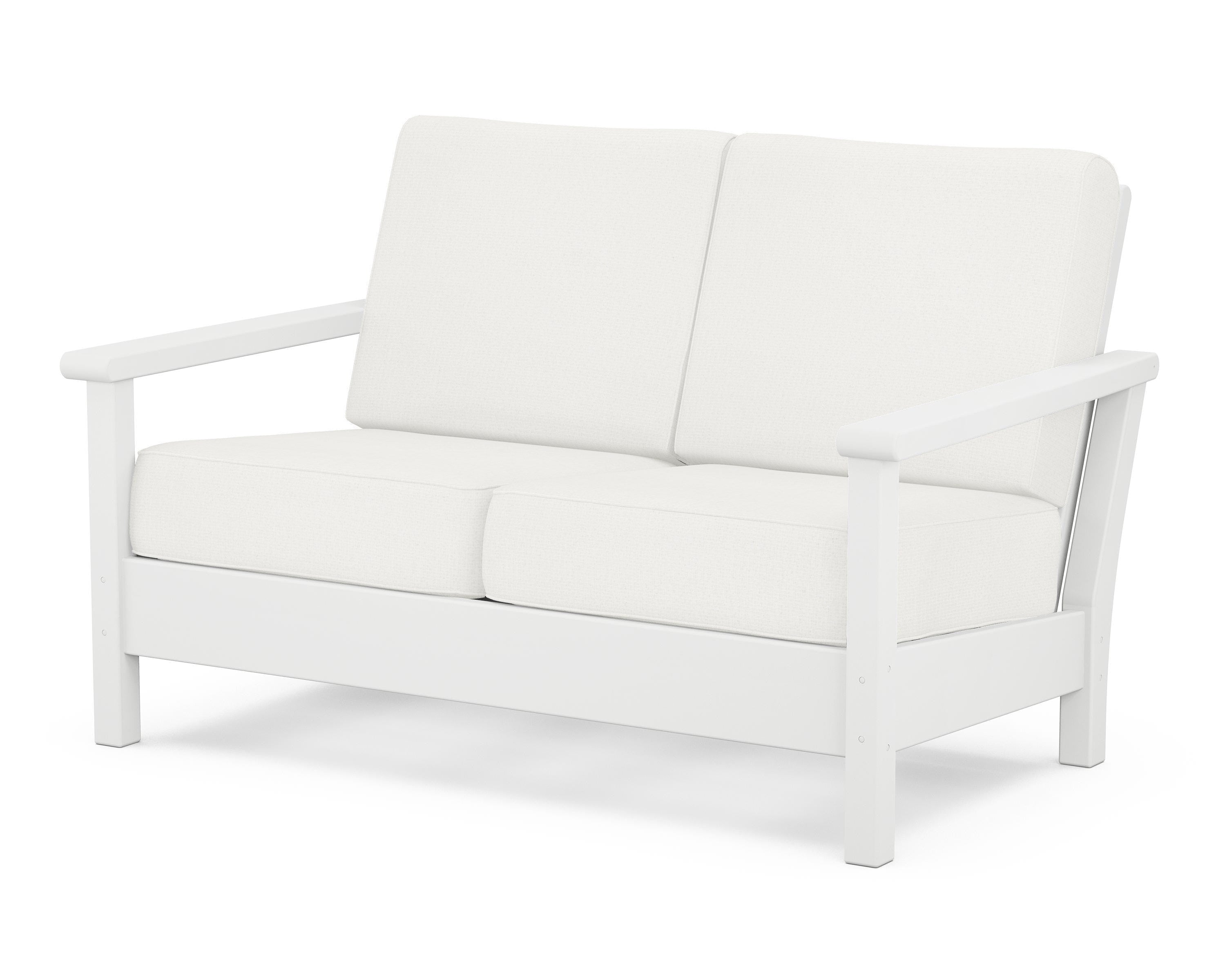 POLYWOOD® Harbour Deep Seating Loveseat in White / Natural Linen
