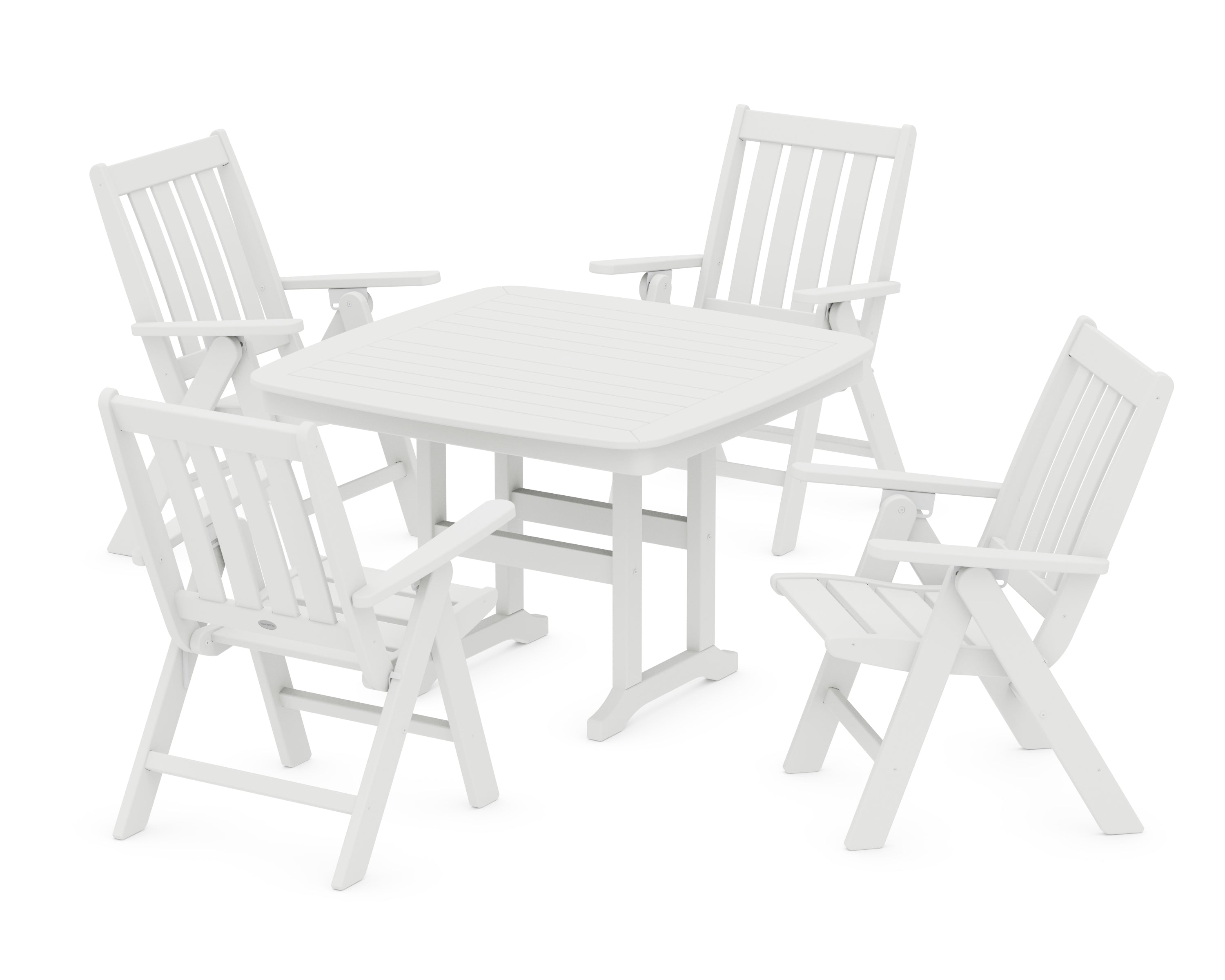 POLYWOOD® Vineyard Folding Chair 5-Piece Dining Set in White