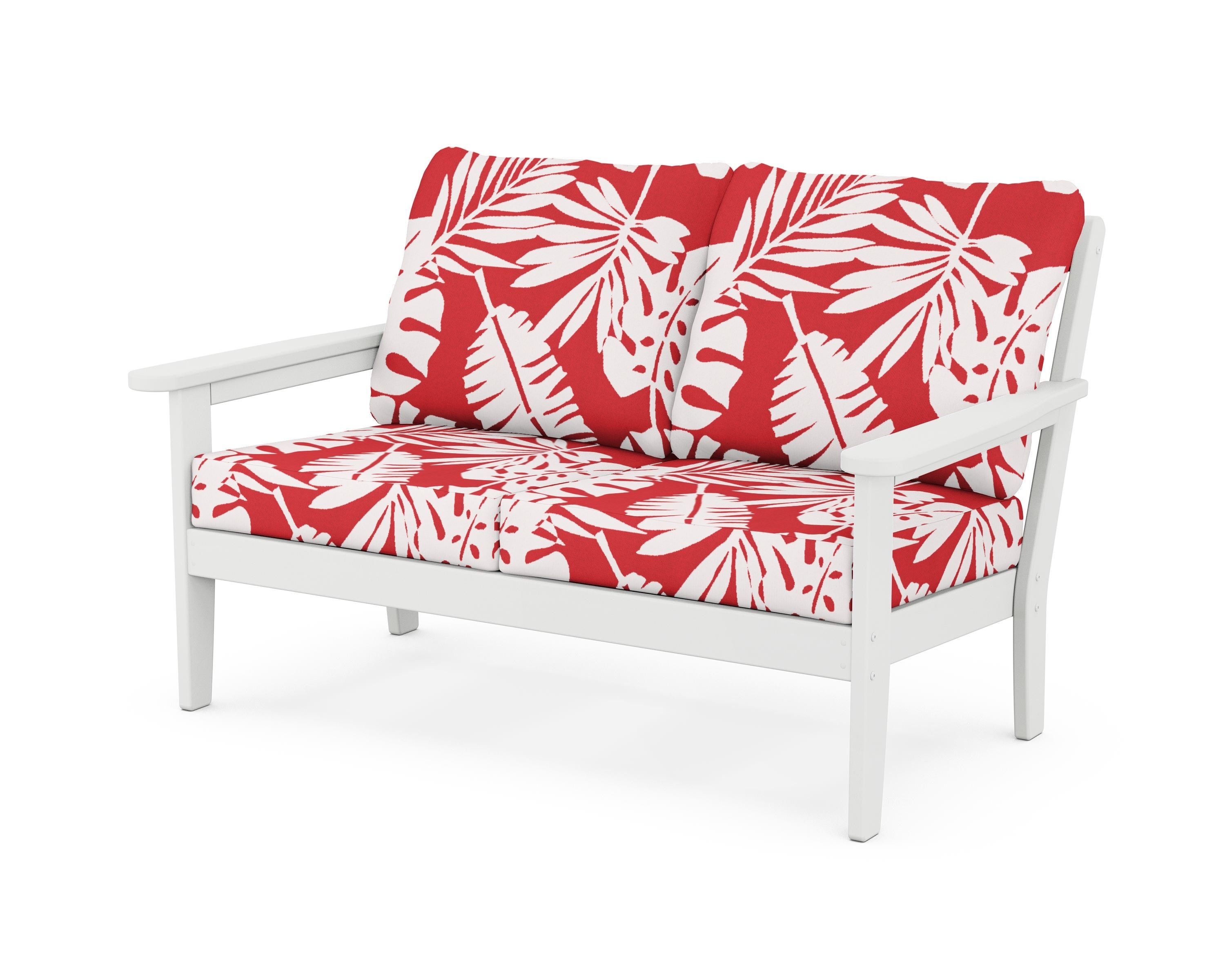 Country Living Cottage Deep Seating Loveseat in White / Leaf Crimson