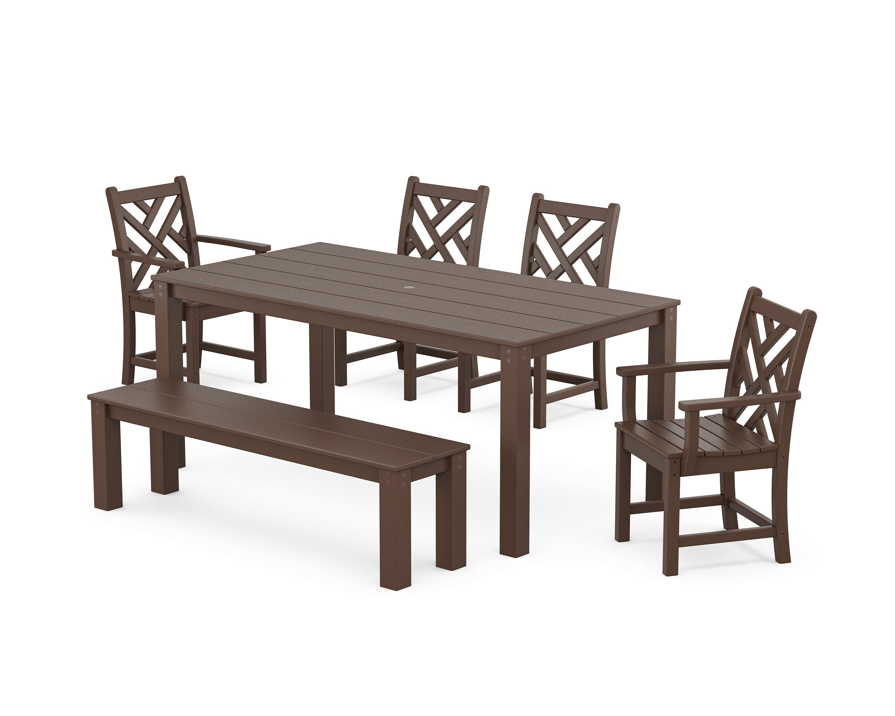 POLYWOOD® Chippendale 6-Piece Parsons Dining Set with Bench in Mahogany