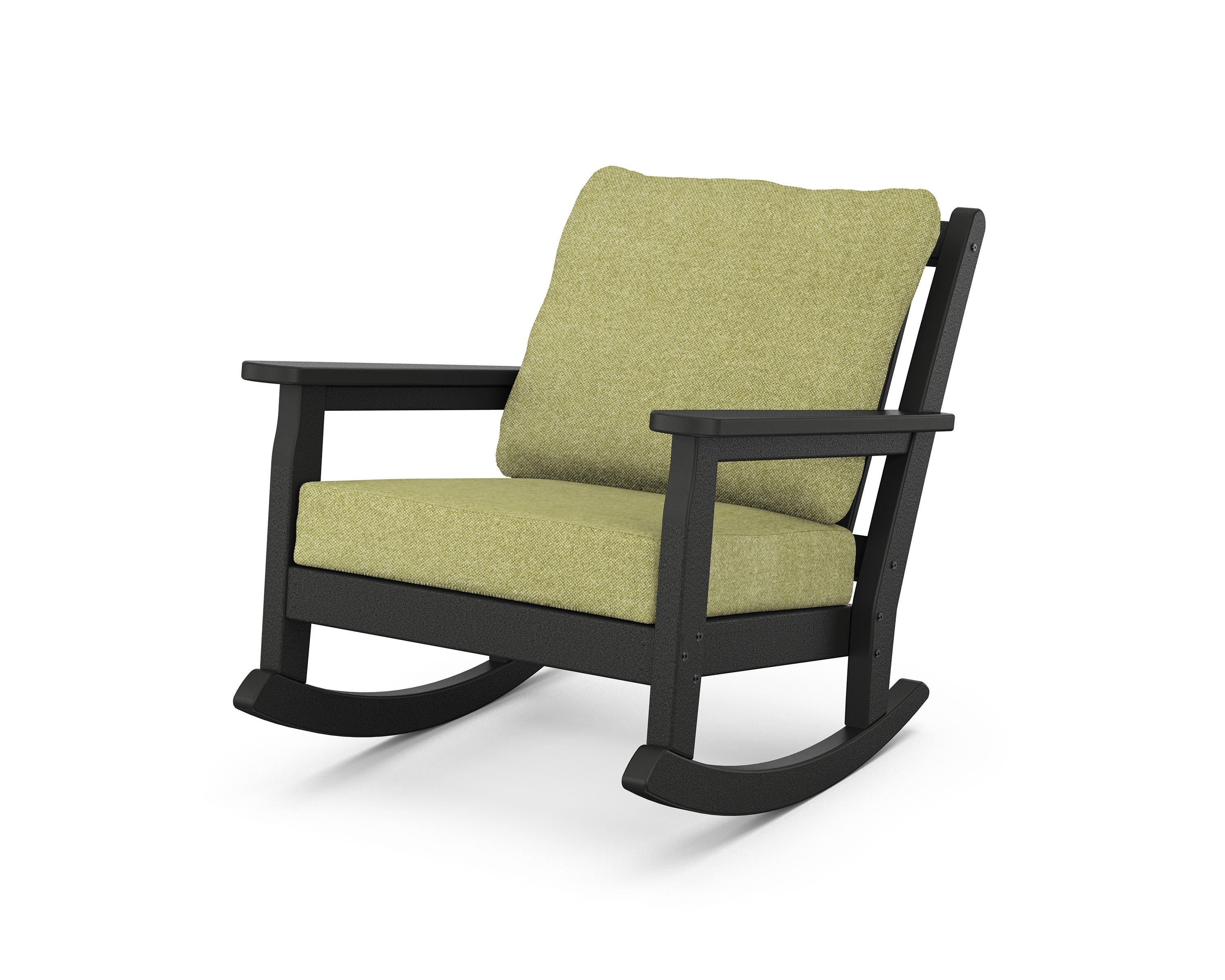 POLYWOOD® Chippendale Deep Seating Rocking Chair in Black / Chartreuse Boucle