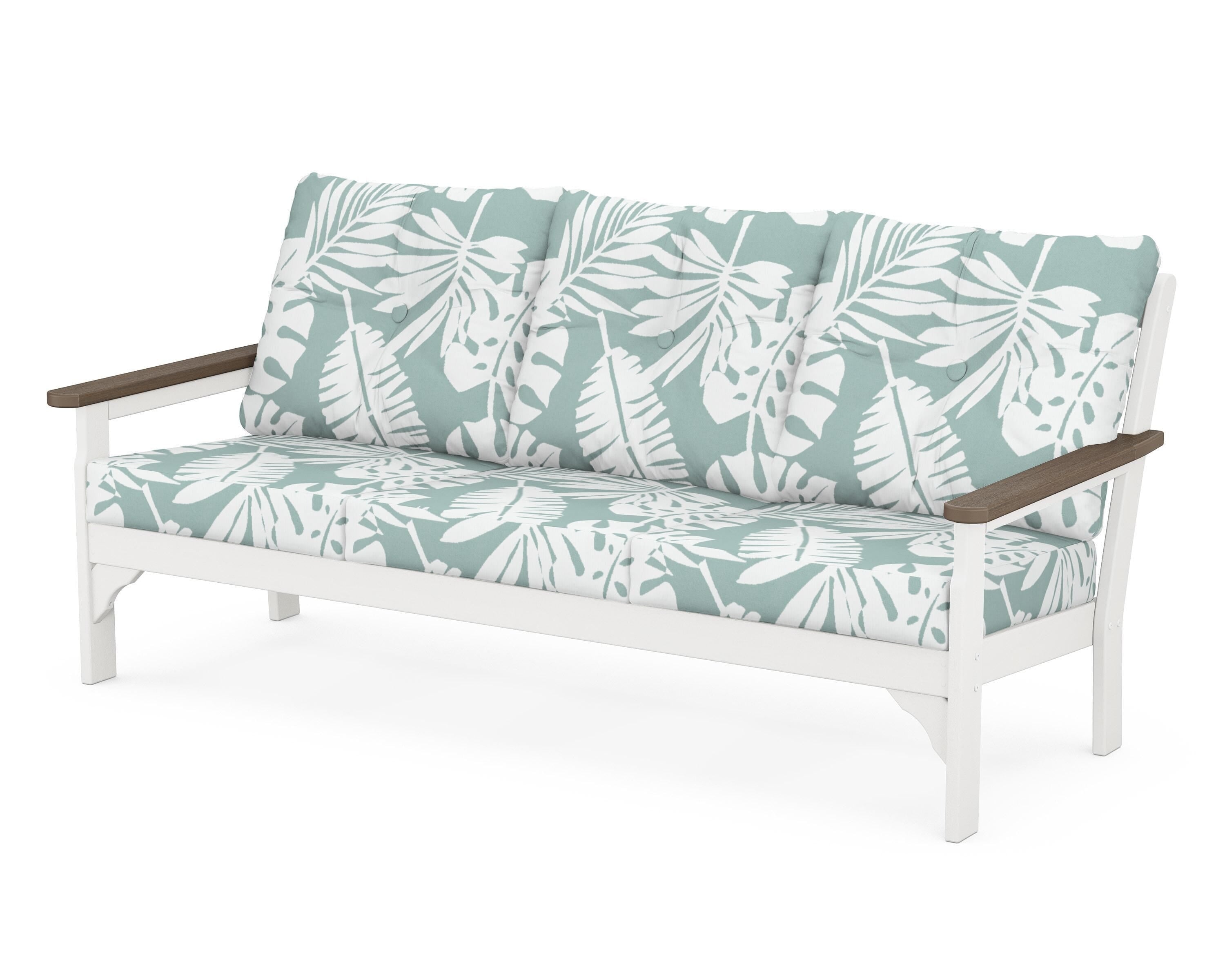 POLYWOOD® Vineyard Deep Seating Sofa in White / Kona / Leaf Glacier Spa