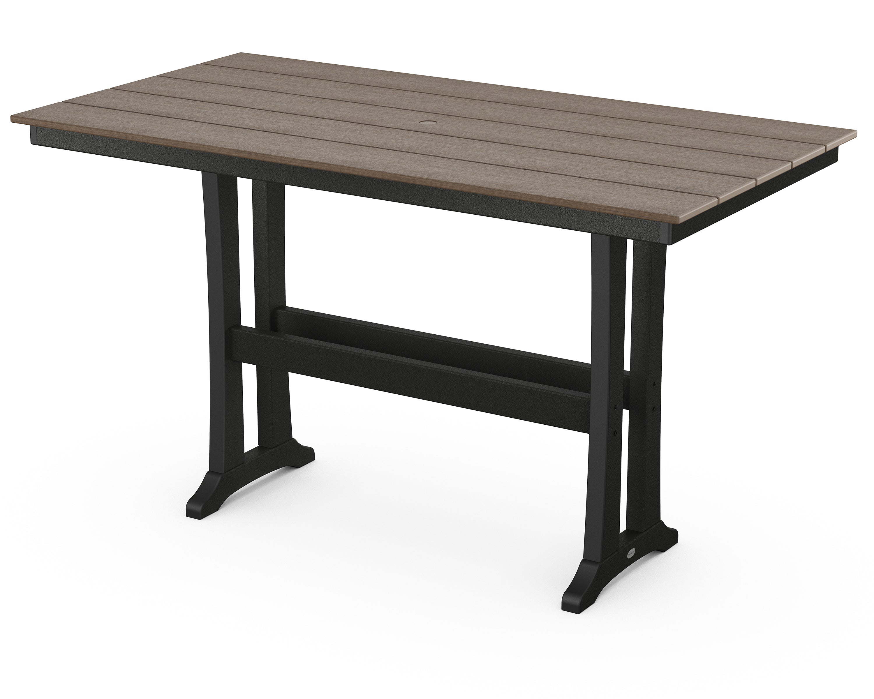 POLYWOOD® Farmhouse Trestle 37" x 72" Bar Table in Black / Kona