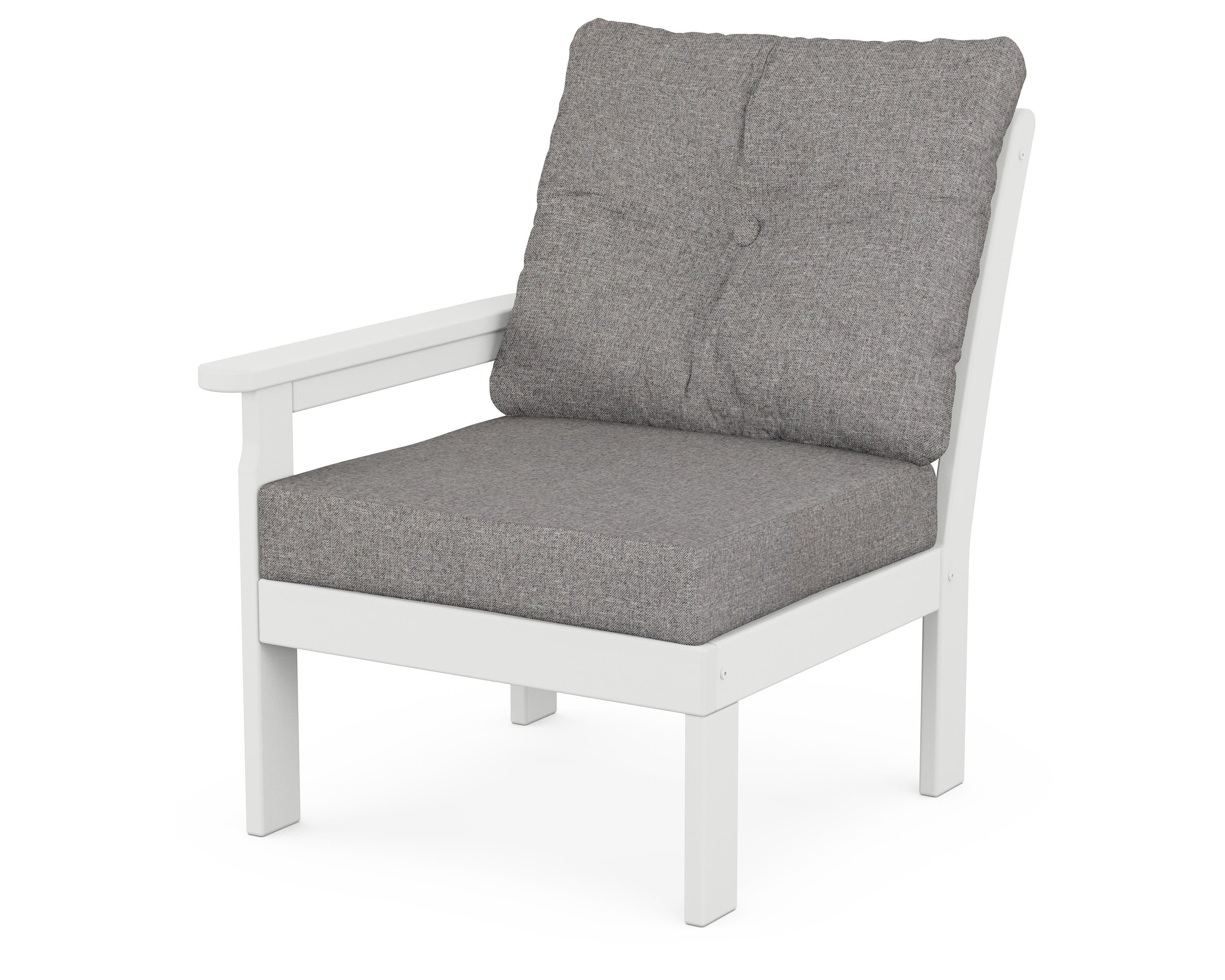 POLYWOOD® Vineyard Modular Left Arm Chair in White / Grey Mist