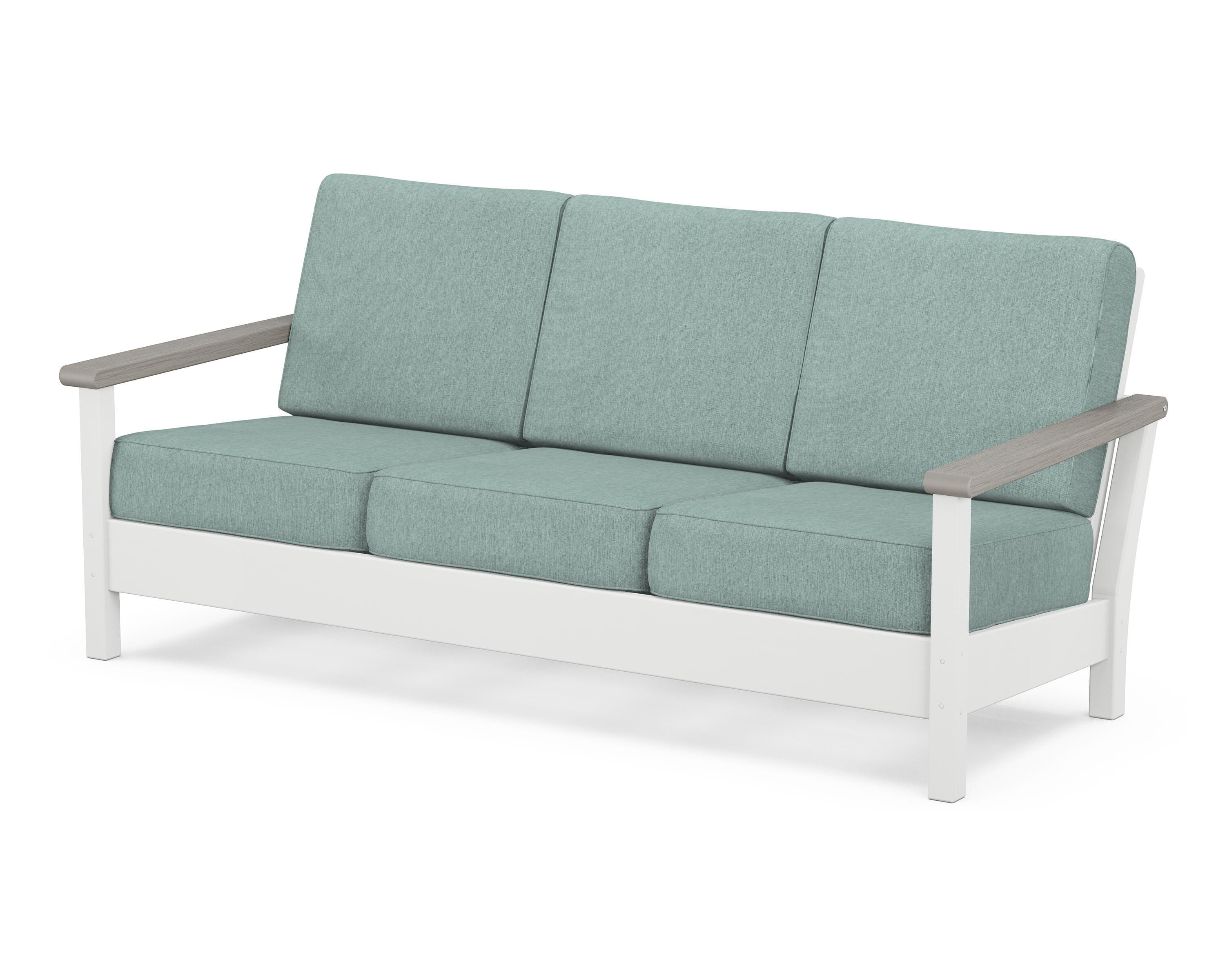 POLYWOOD® Harbour Deep Seating Sofa in White / Driftwood / Glacier Spa