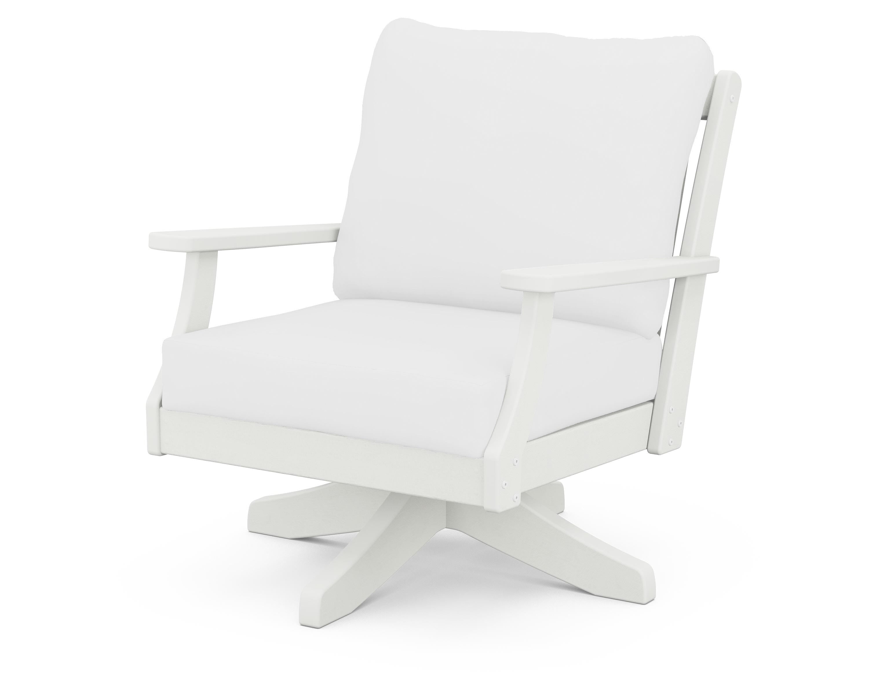 POLYWOOD® Braxton Deep Seating Swivel Chair in Vintage White / Natural