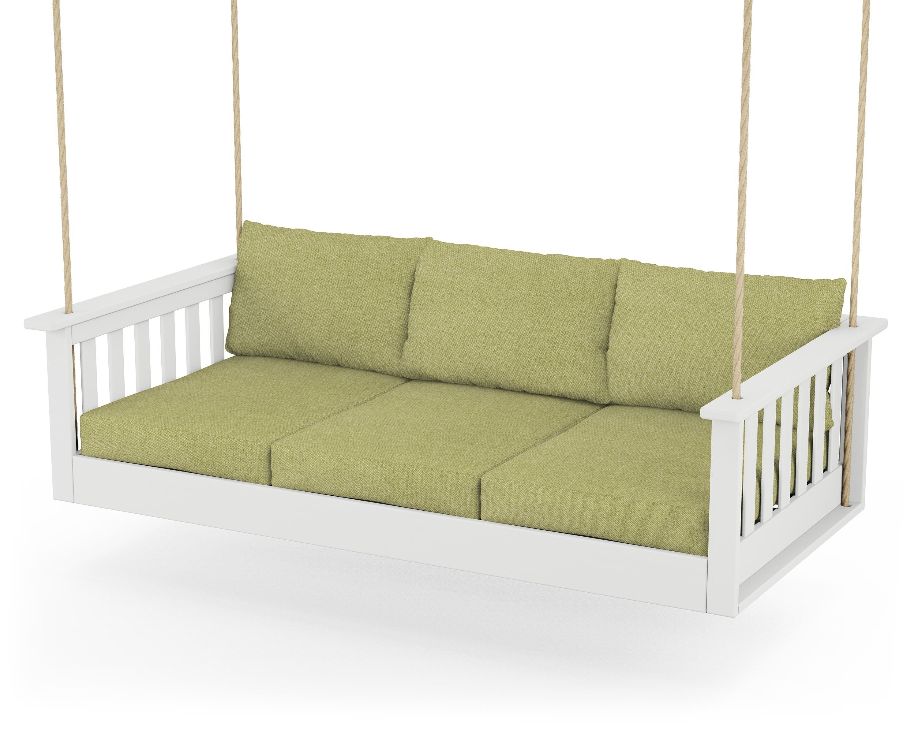 POLYWOOD® Vineyard Daybed Swing in White / Chartreuse Boucle