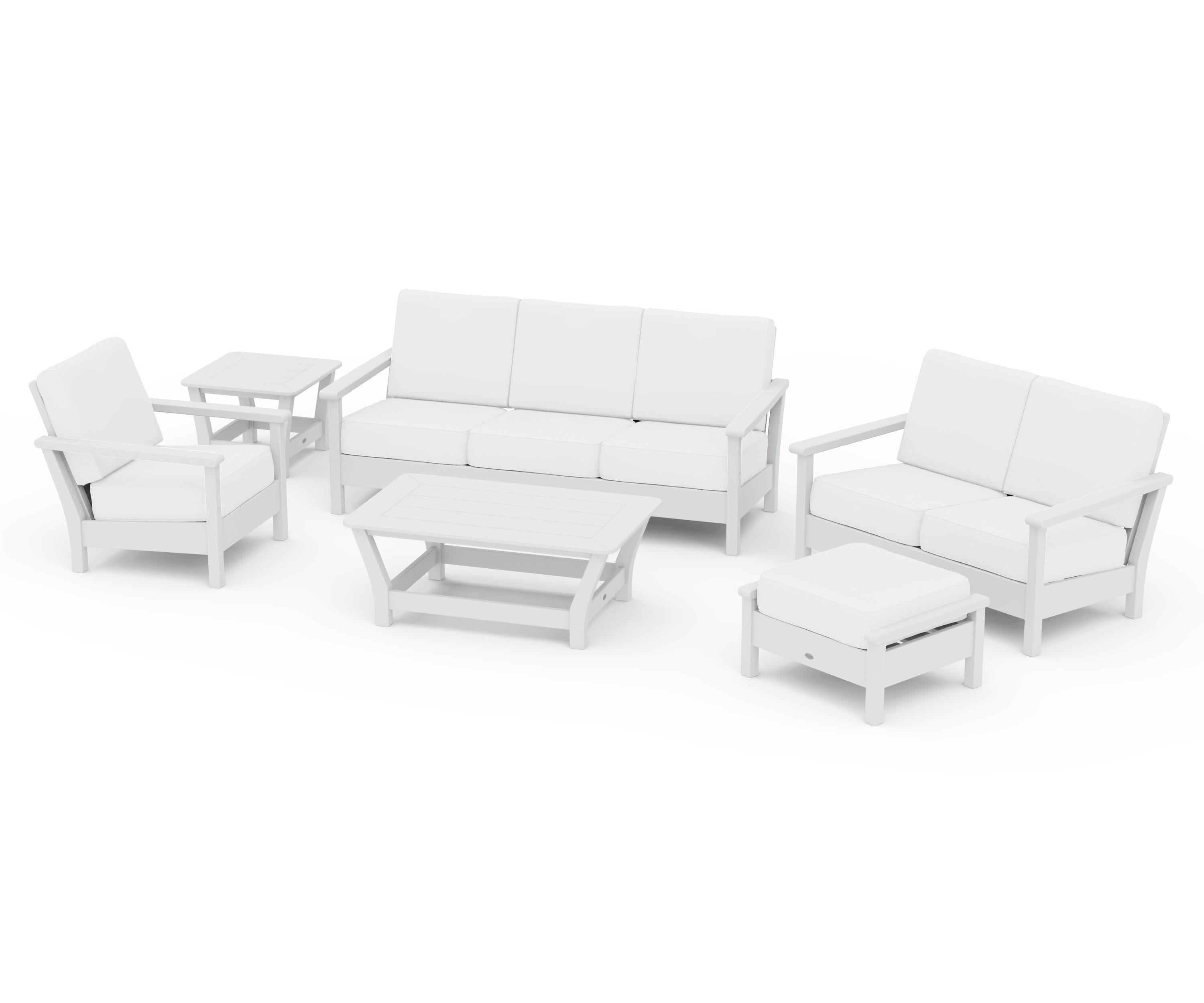 POLYWOOD® Harbour 6-Piece Outdoor Living Set in White / Natural