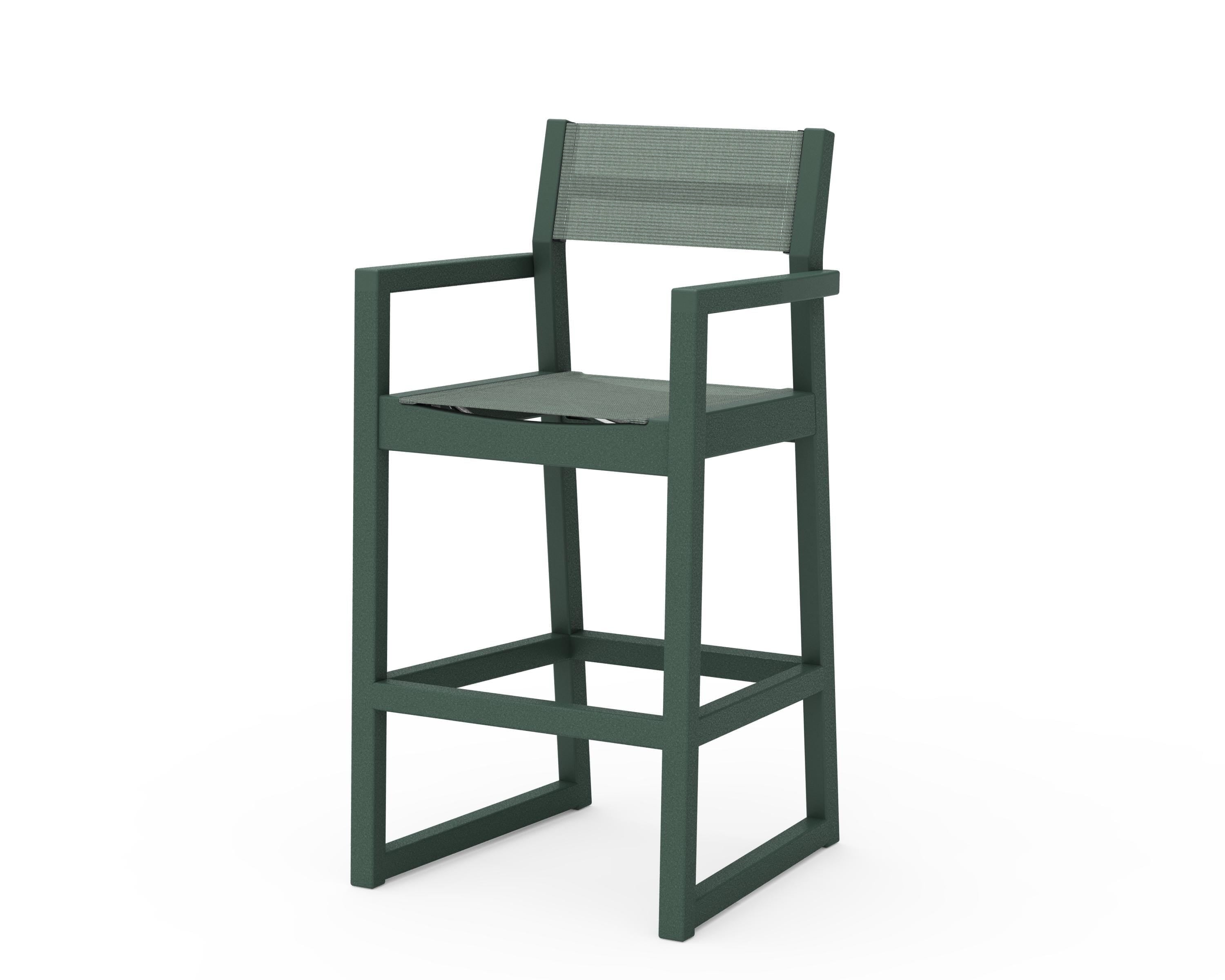 POLYWOOD® EDGE Sling Bar Arm Chair in Green / Dupioni Sea Mist Sling