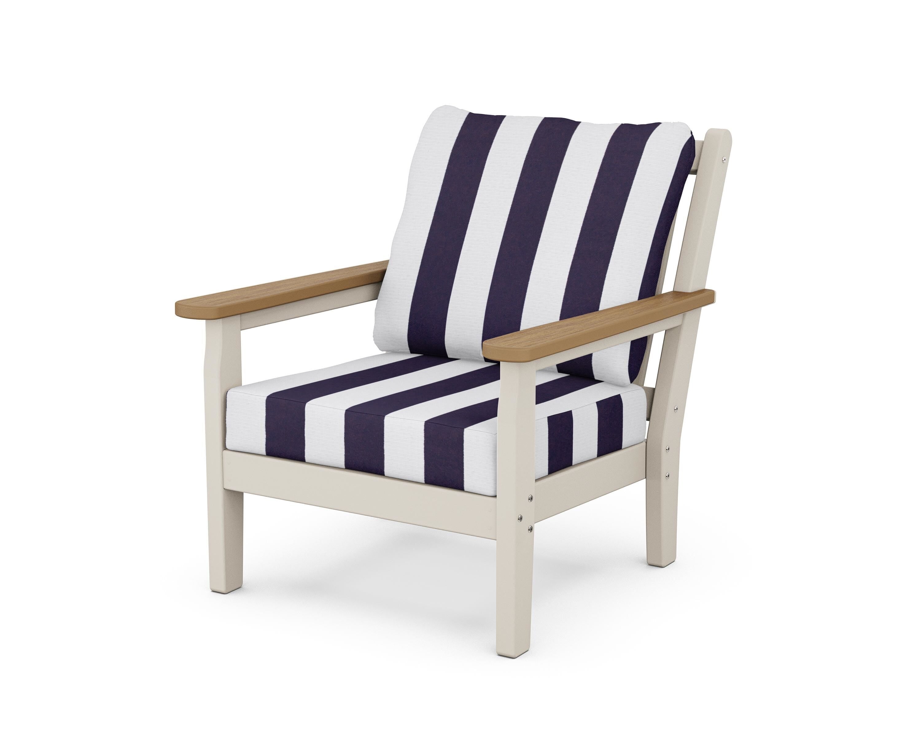 POLYWOOD® Chippendale Deep Seating Chair in Sand / Natural / Cabana Stripe Navy