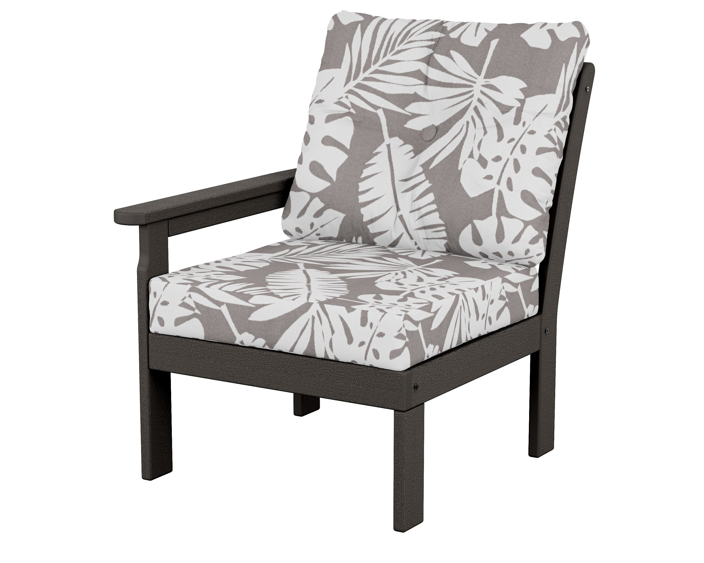 POLYWOOD® Vineyard Modular Left Arm Chair in Vintage Coffee / Leaf Grey Mist