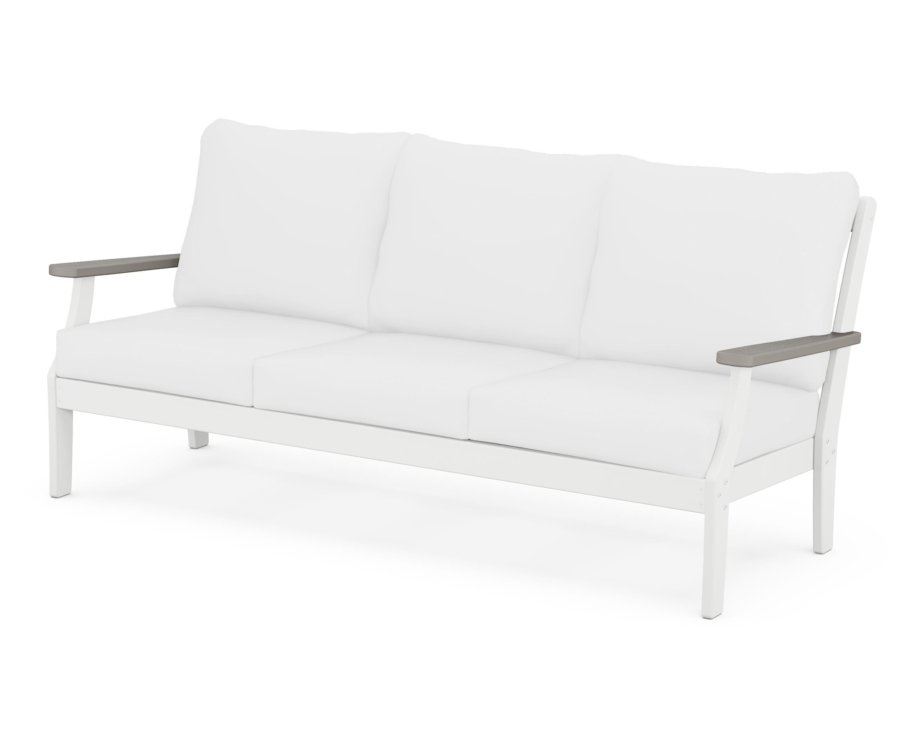 POLYWOOD® Braxton Deep Seating Sofa in White / Driftwood / Natural