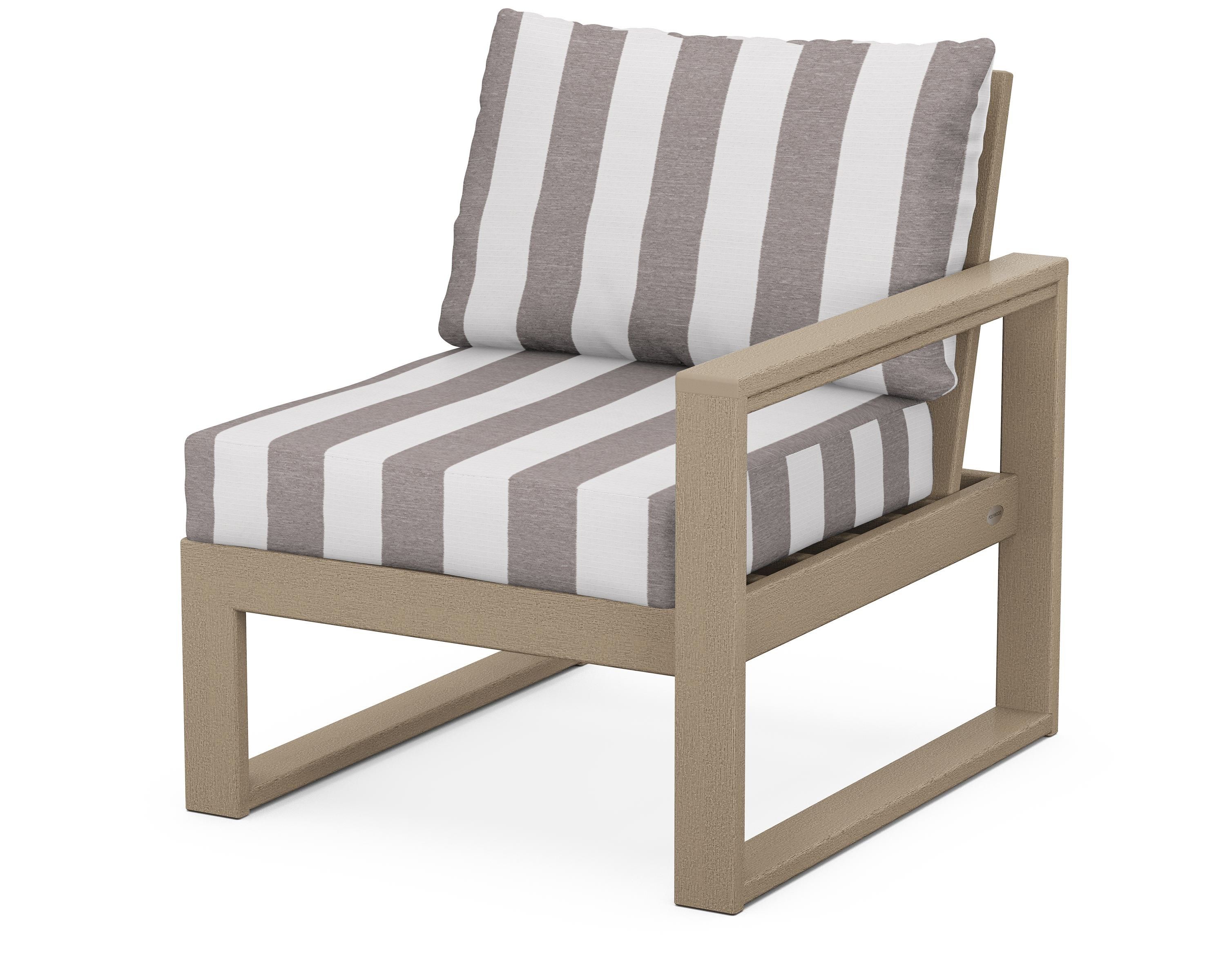 POLYWOOD® EDGE Modular Right Arm Chair in Vintage Sahara / Cabana Stripe Grey Mist