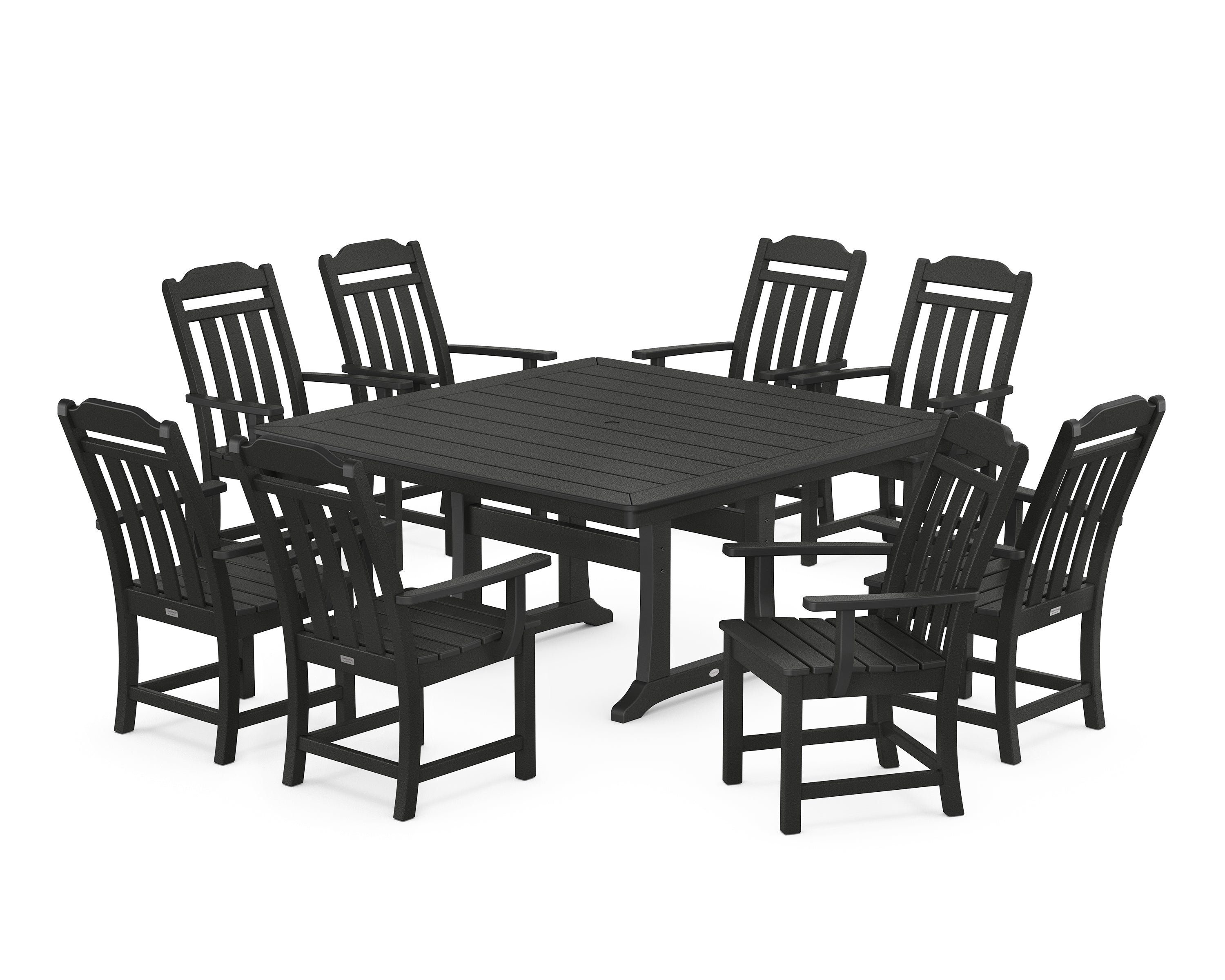 Country Living Cottage 9-Piece Square Dining Set with Trestle Legs in Black