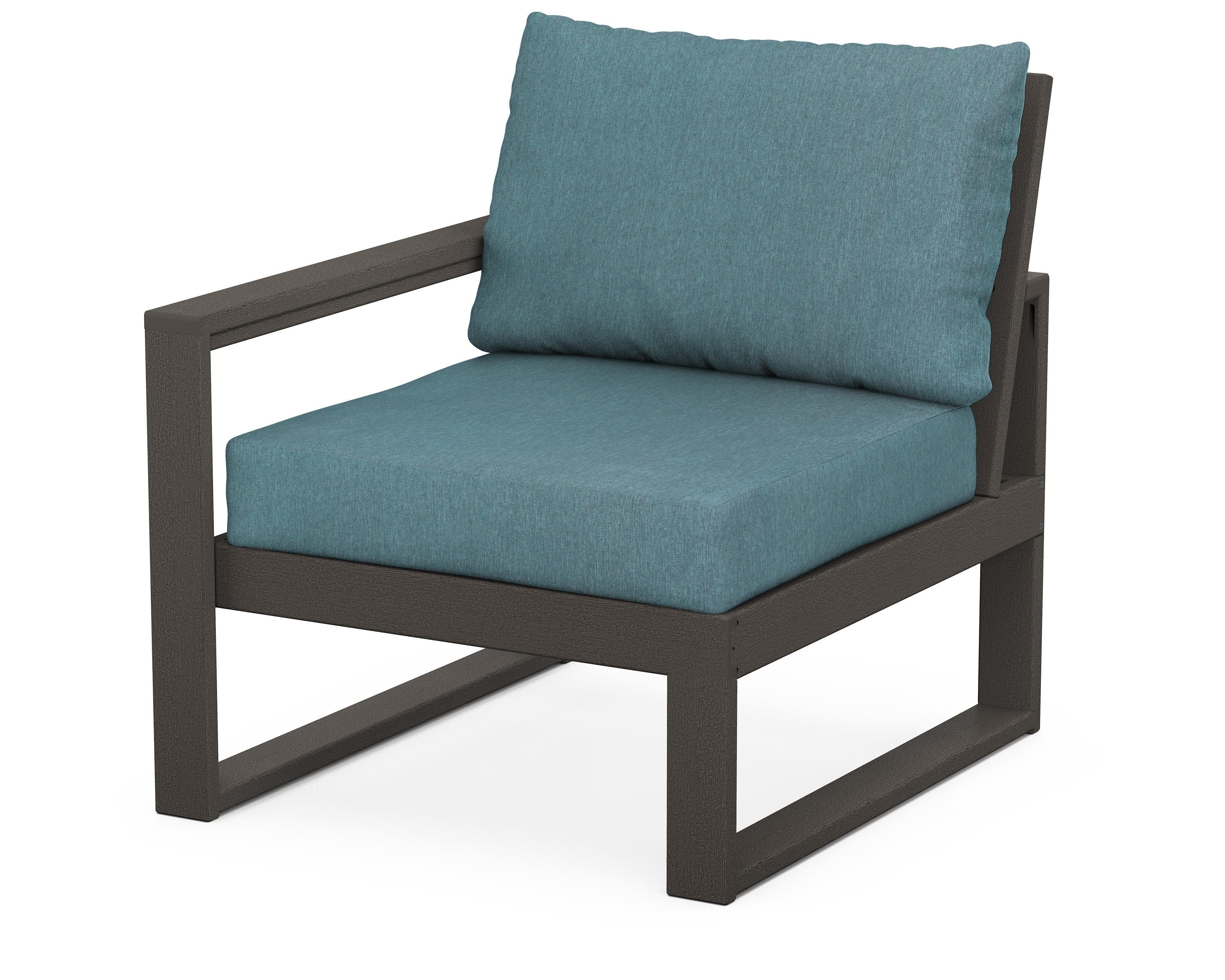POLYWOOD® EDGE Modular Left Arm Chair in Vintage Coffee / Ocean Teal