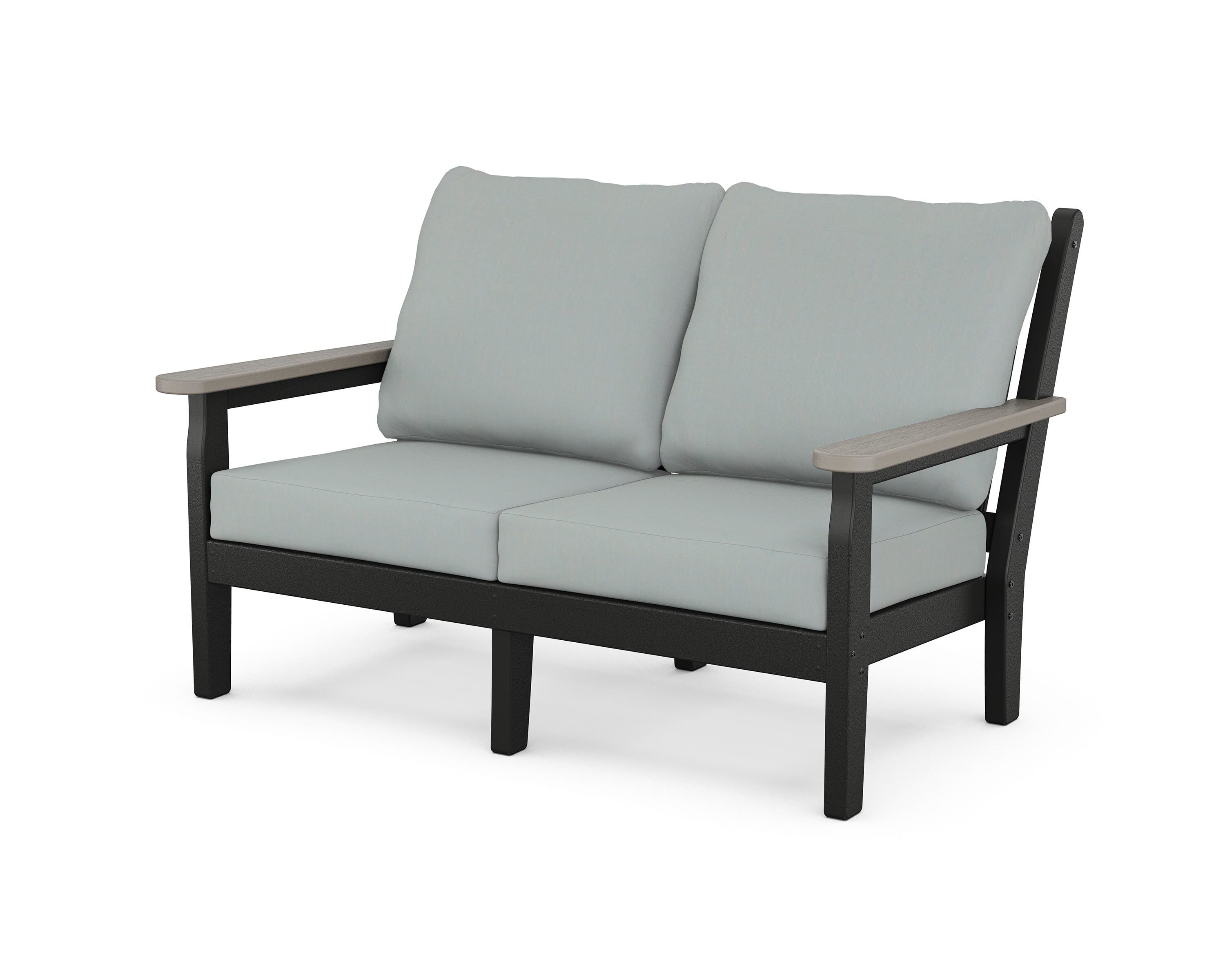 POLYWOOD® Chippendale Deep Seating Loveseat in Black / Driftwood / Spa