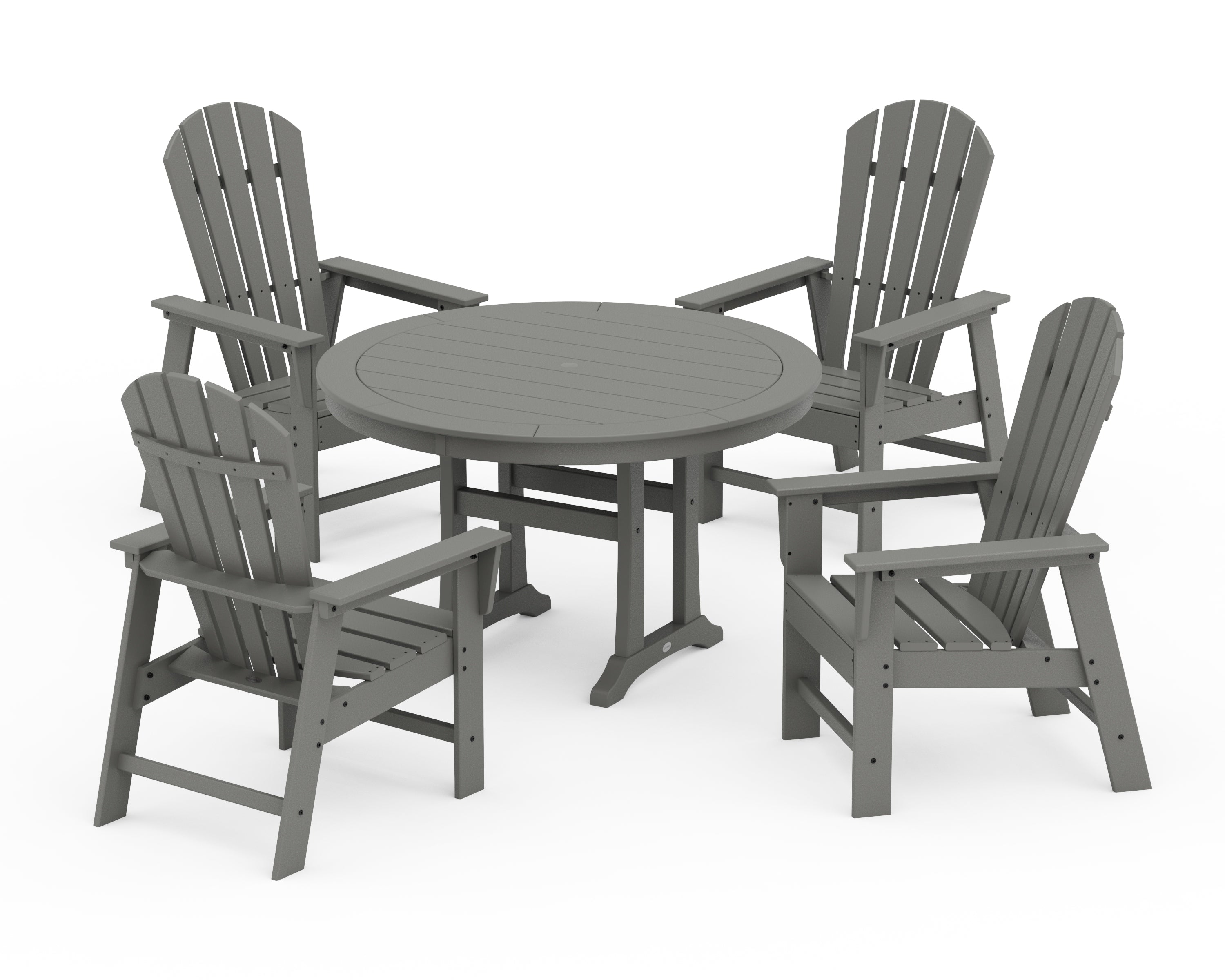 POLYWOOD® South Beach 5-Piece Round Dining Set with Trestle Legs in Slate Grey