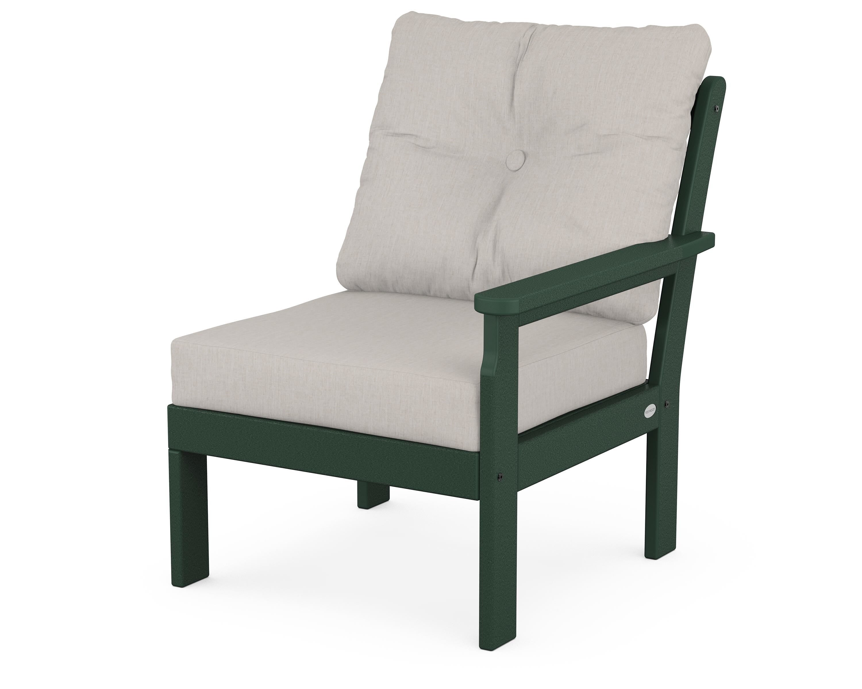 POLYWOOD® Vineyard Modular Right Arm Chair in Green / Cast Ash