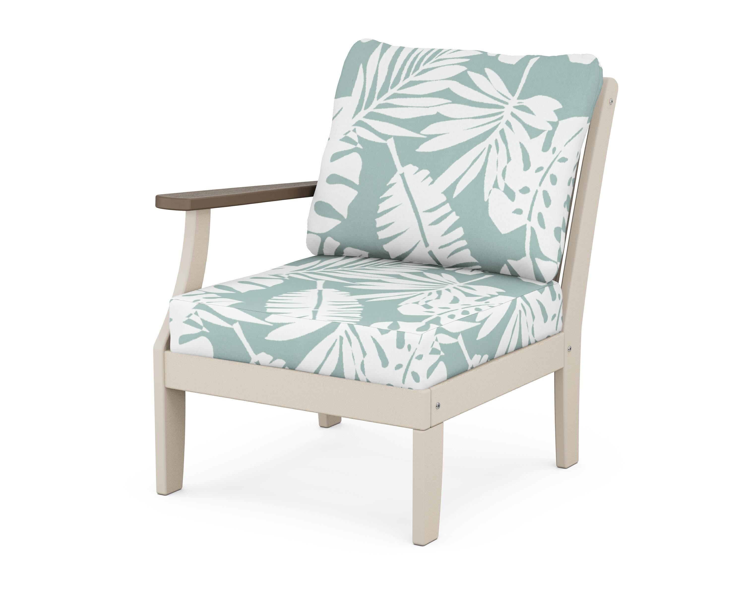 POLYWOOD® Braxton Modular Left Arm Chair in Sand / Kona / Leaf Glacier Spa
