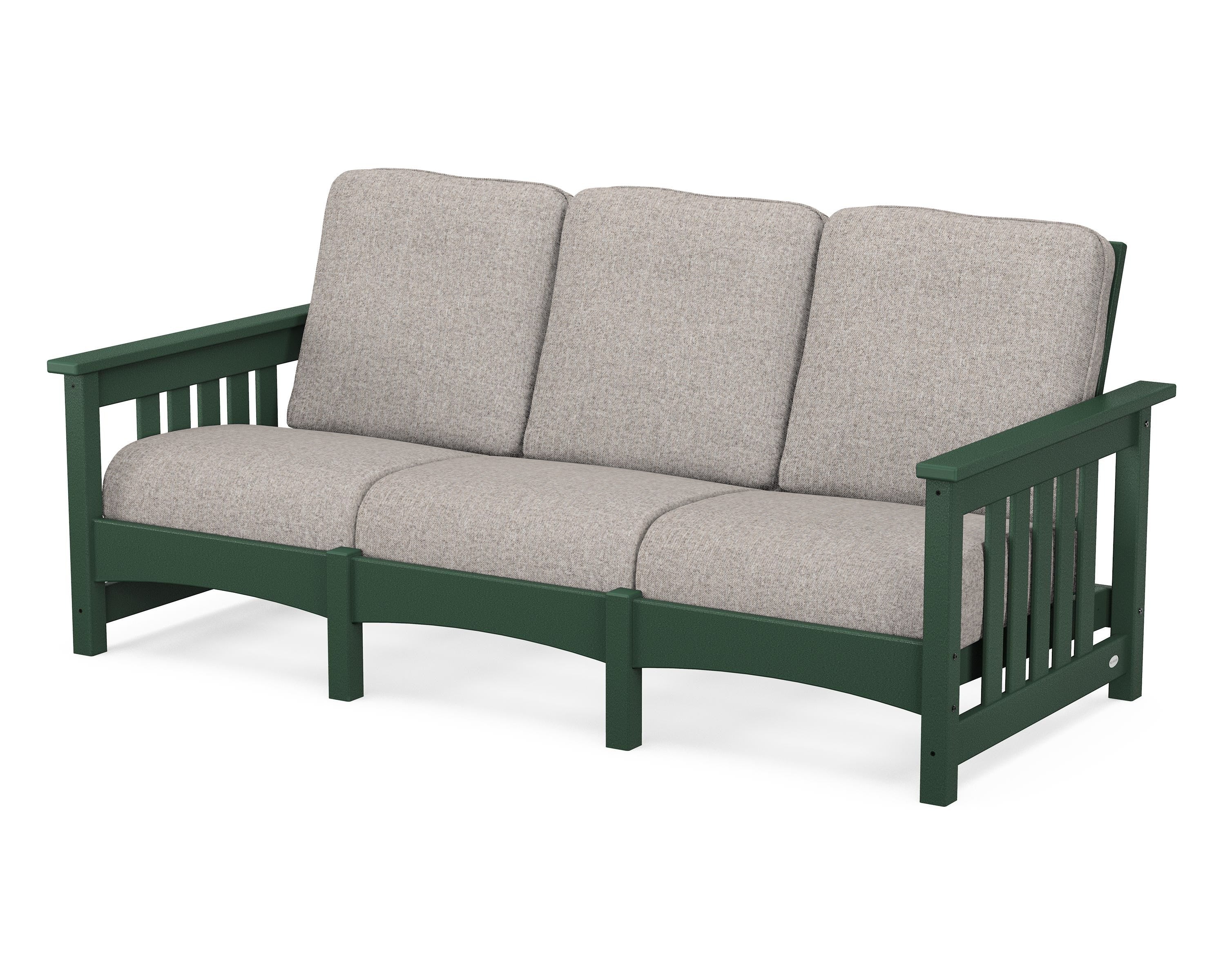 POLYWOOD® Club Mission Sofa in Green / Weathered Tweed