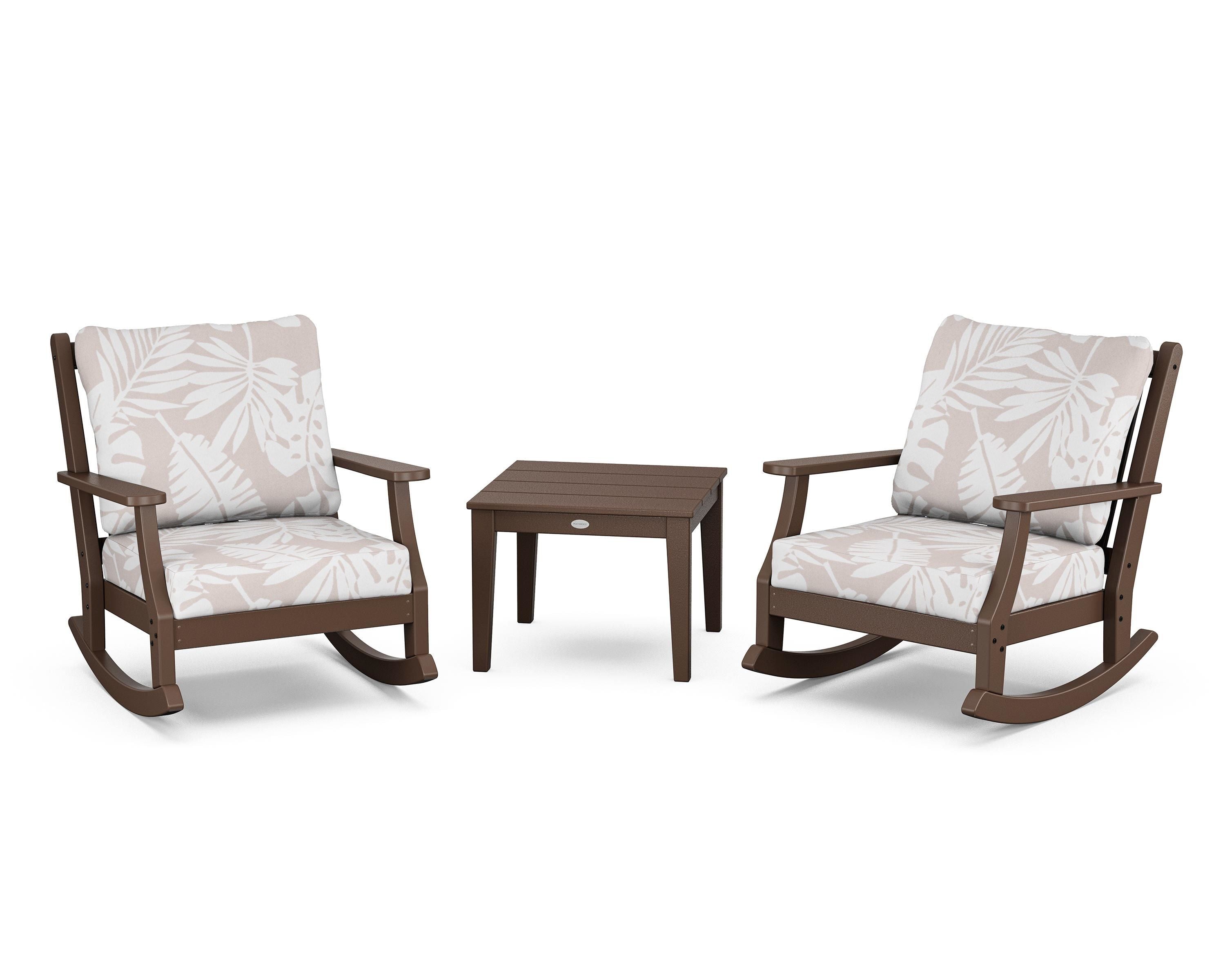 Country Living Wovendale 3-Piece Deep Seating Rocker Set in Mahogany / Leaf Dune Burlap