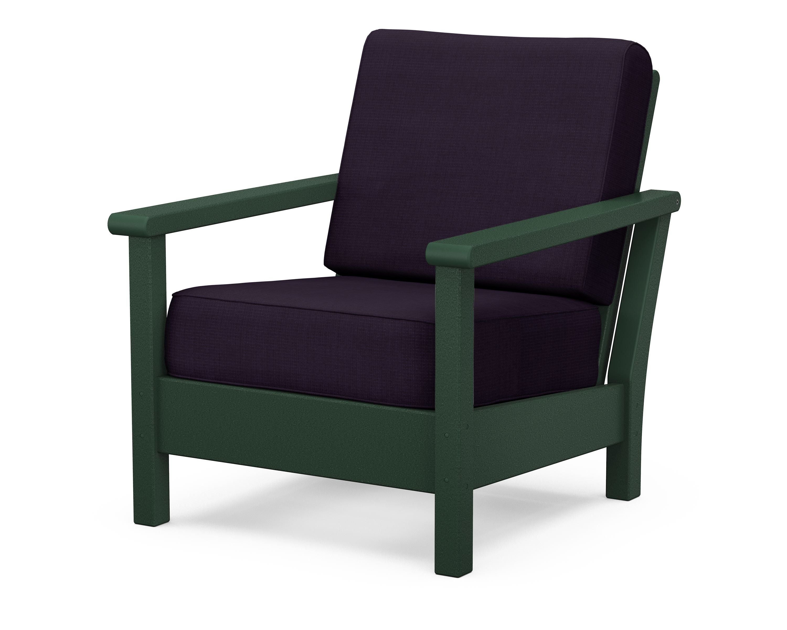 POLYWOOD® Harbour Deep Seating Chair in Green / Navy Linen