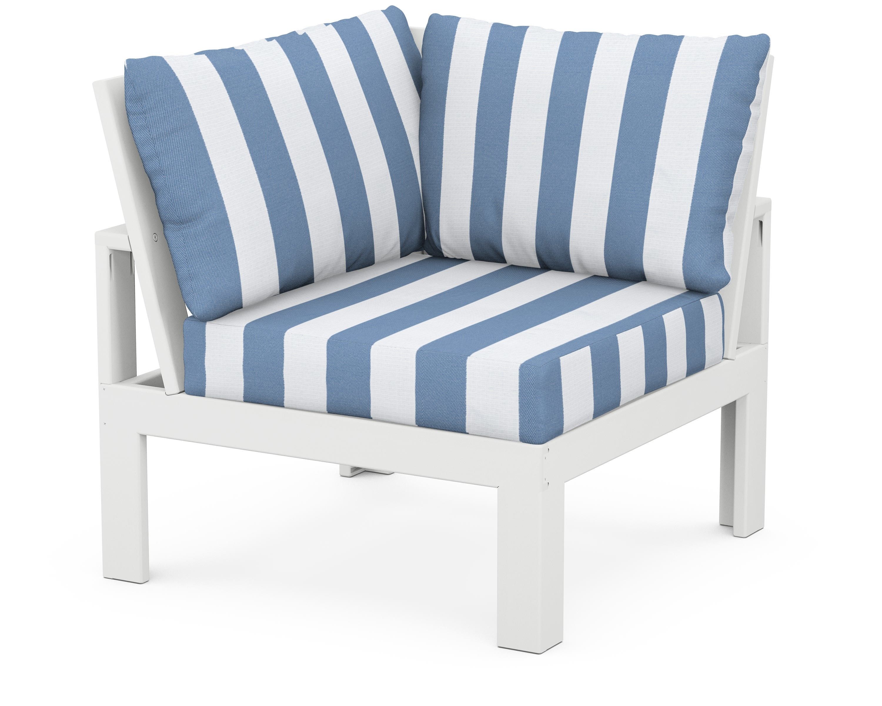 Unbranded Modular Corner Chair in White / Cabana Stripe Sky Blue