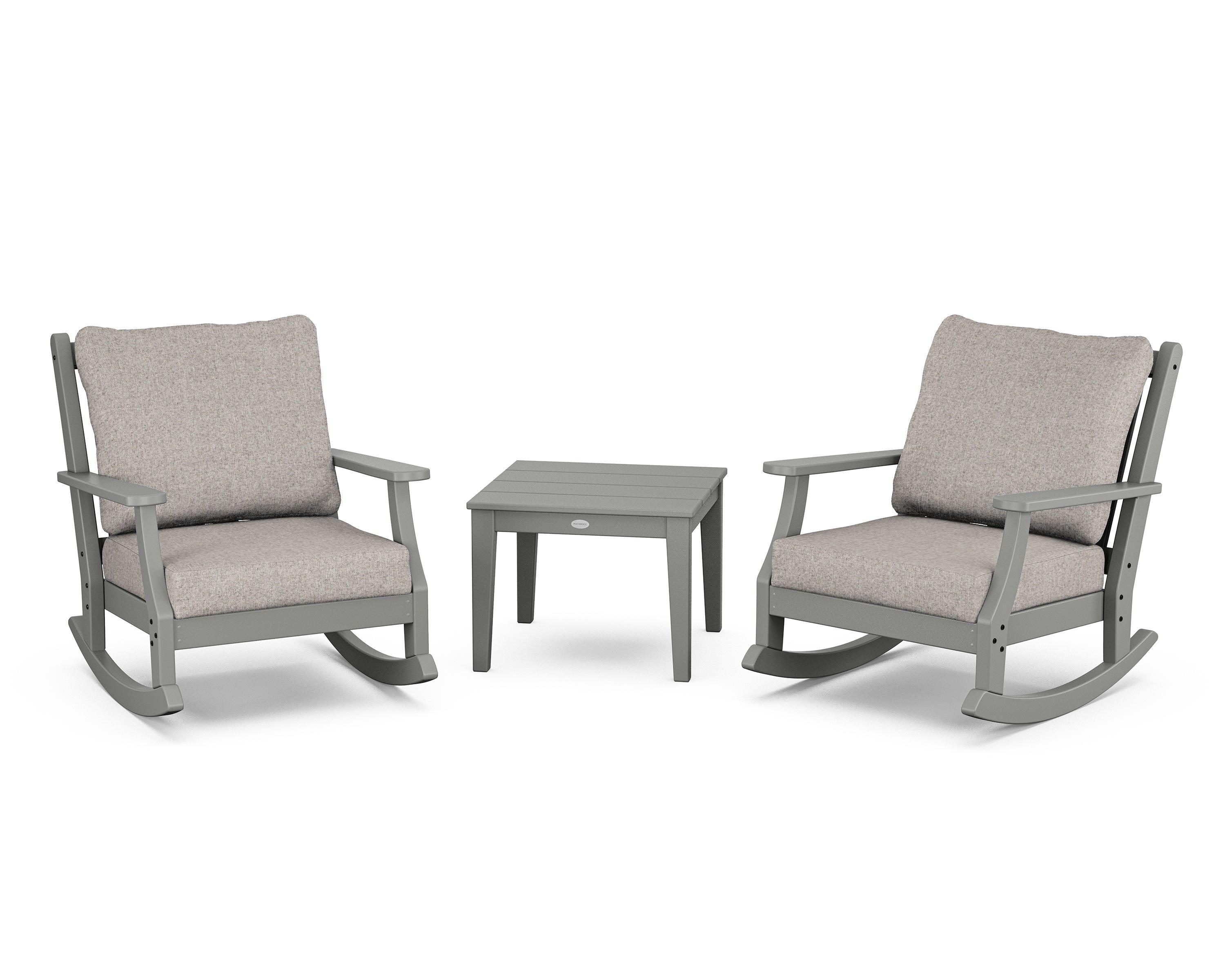 Country Living Wovendale 3-Piece Deep Seating Rocker Set in Slate Grey / Weathered Tweed