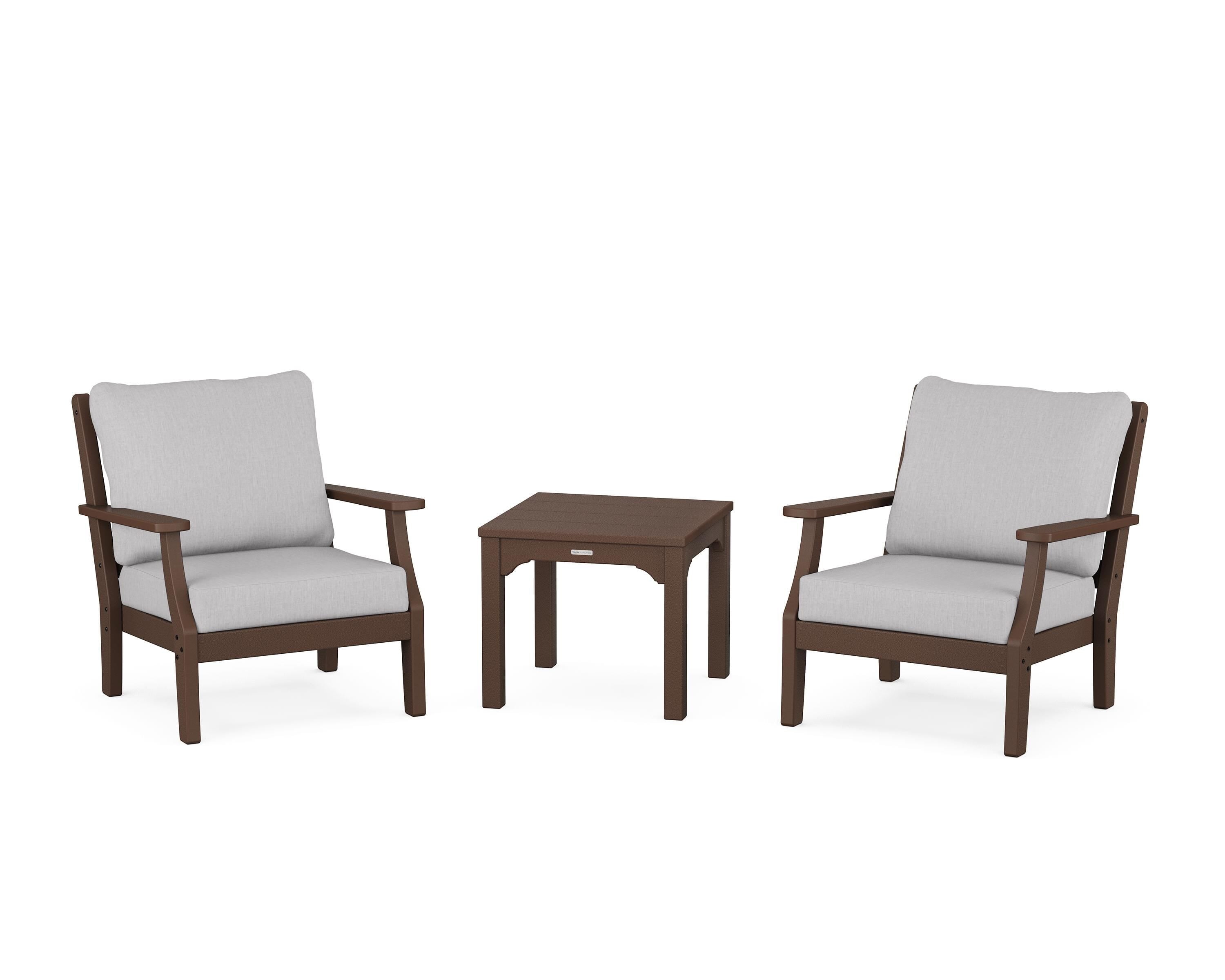 Martha Stewart by POLYWOOD® Chinoiserie 3-Piece Deep Seating Set in Mahogany / Granite