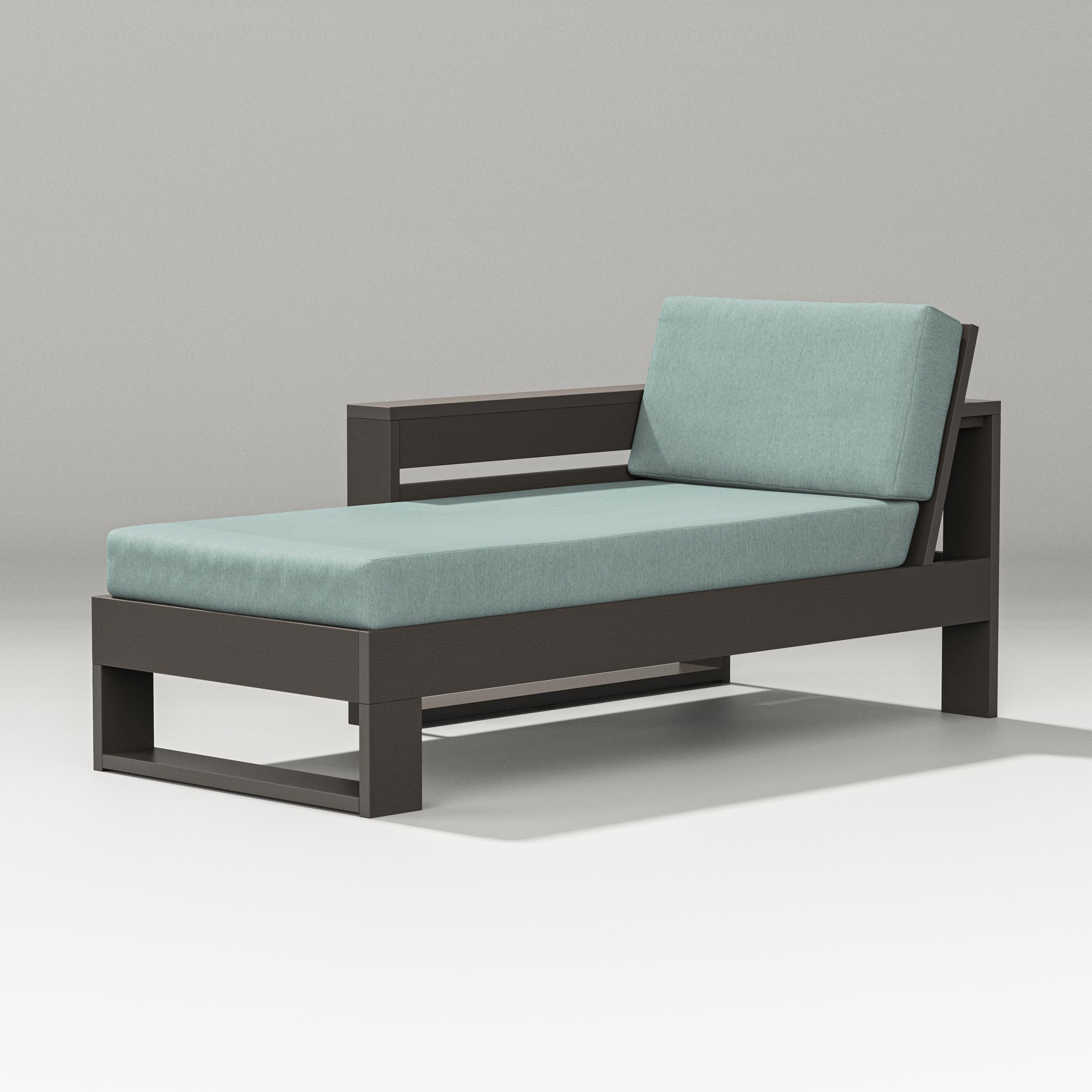 PW Designer Series Latitude Modular Left Arm Chaise in Vintage Coffee / Glacier Spa