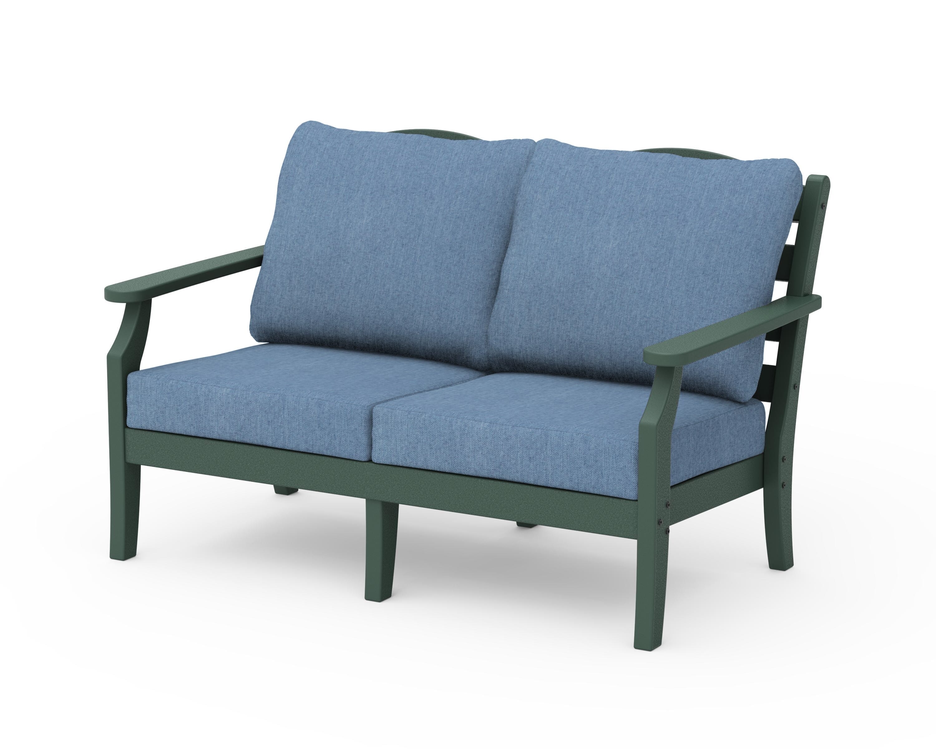 Draper James™ by POLYWOOD® Savannah Deep Seating Loveseat in Green / Sky Blue