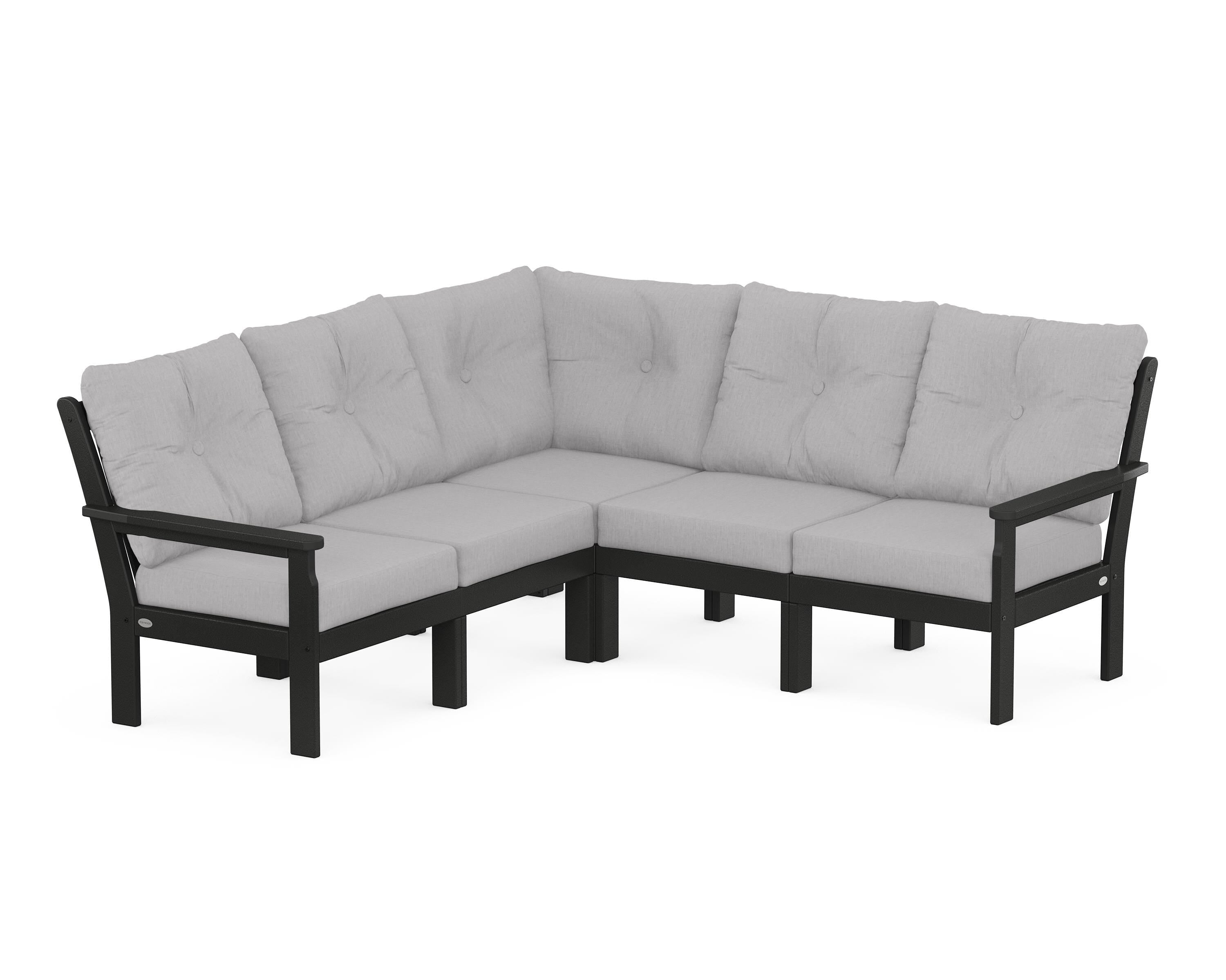 POLYWOOD® Vineyard 5-Piece Sectional in Black / Granite