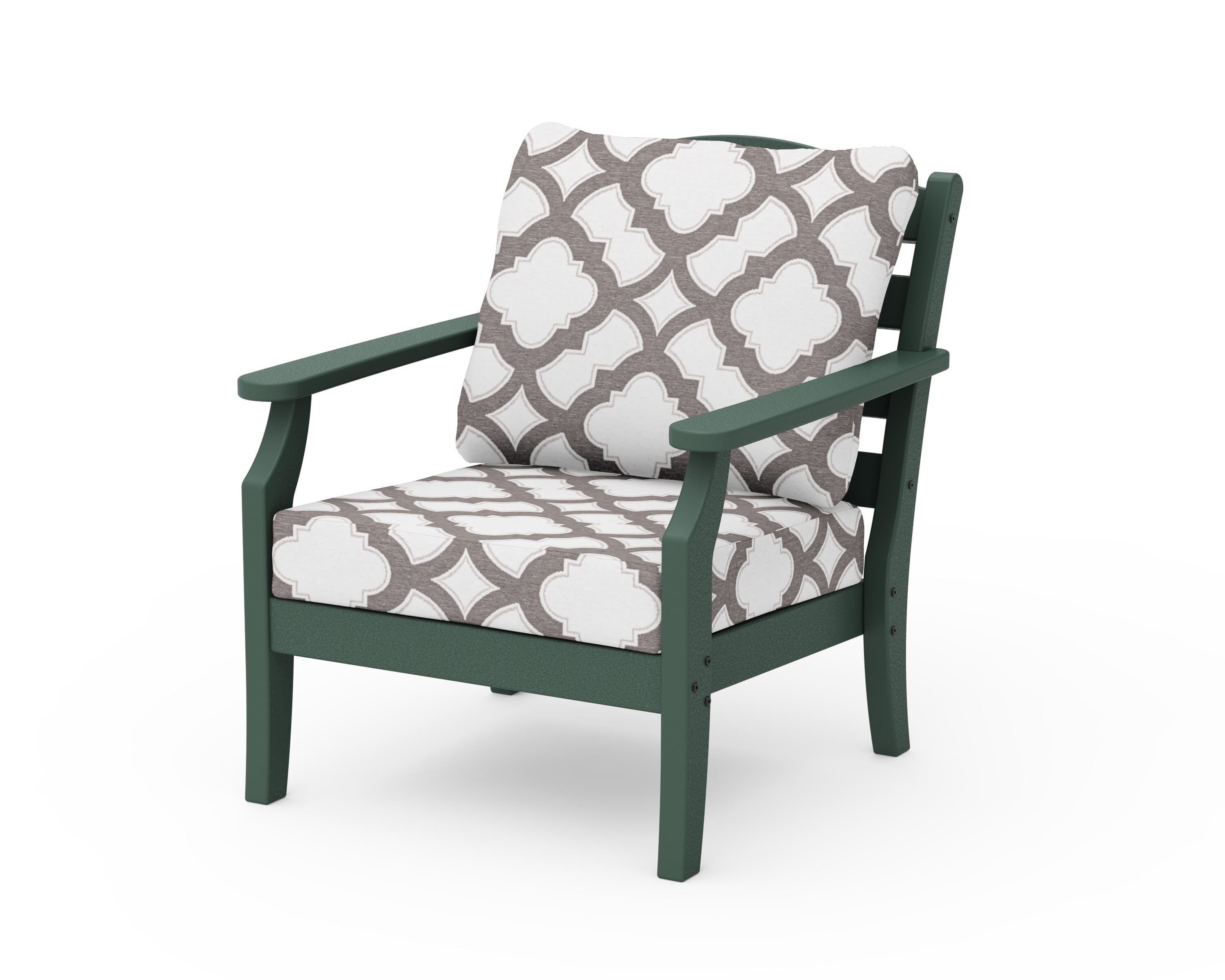 Draper James™ by POLYWOOD® Savannah Deep Seating Chair in Green / Trellis Grey Mist