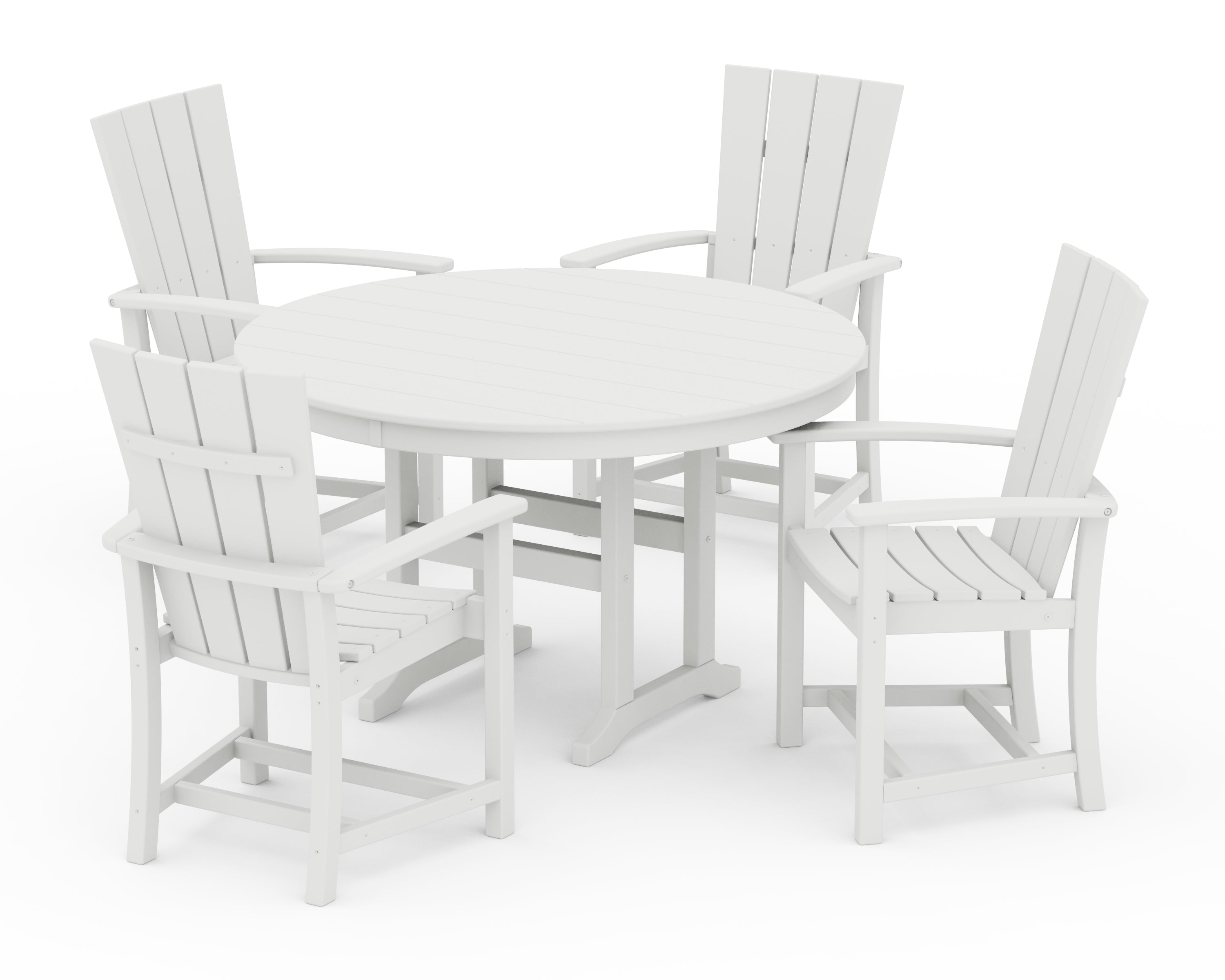 POLYWOOD® Quattro 5-Piece Round Farmhouse Dining Set in White