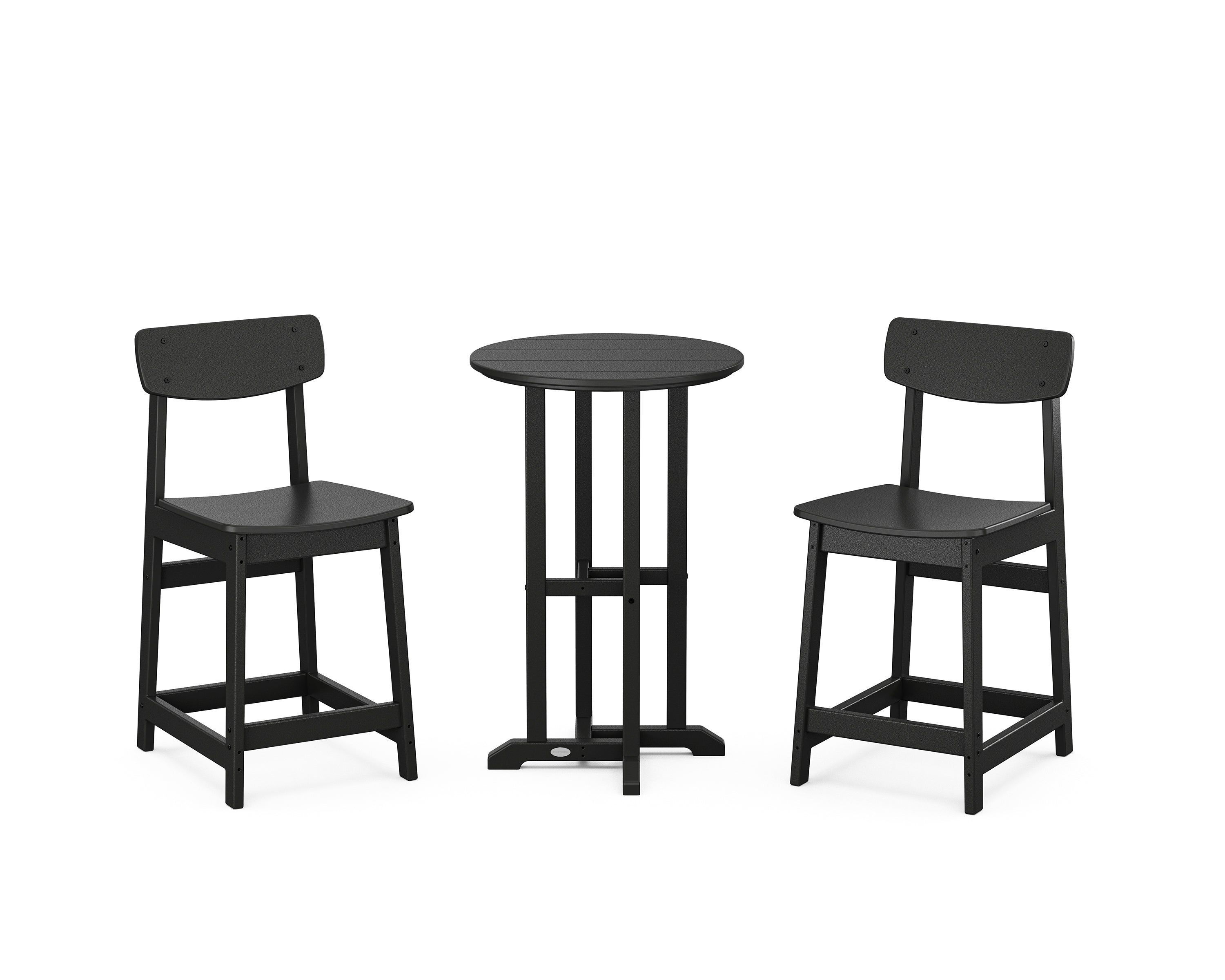 POLYWOOD® Modern Studio Urban Chair 3-Piece Bistro Counter Set in Black