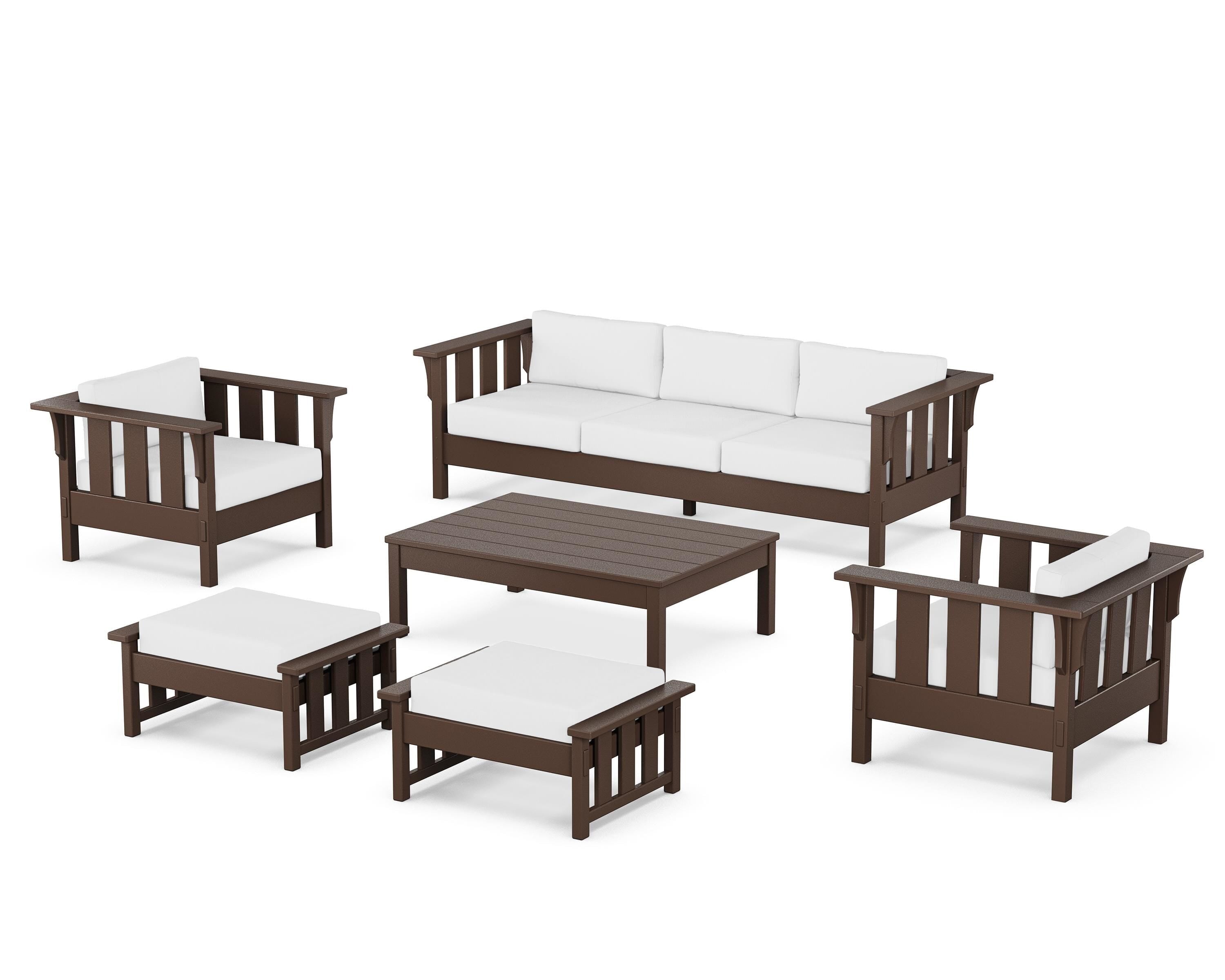 Martha Stewart by POLYWOOD® Acadia 6-Piece Lounge Sofa Set in Mahogany / Natural