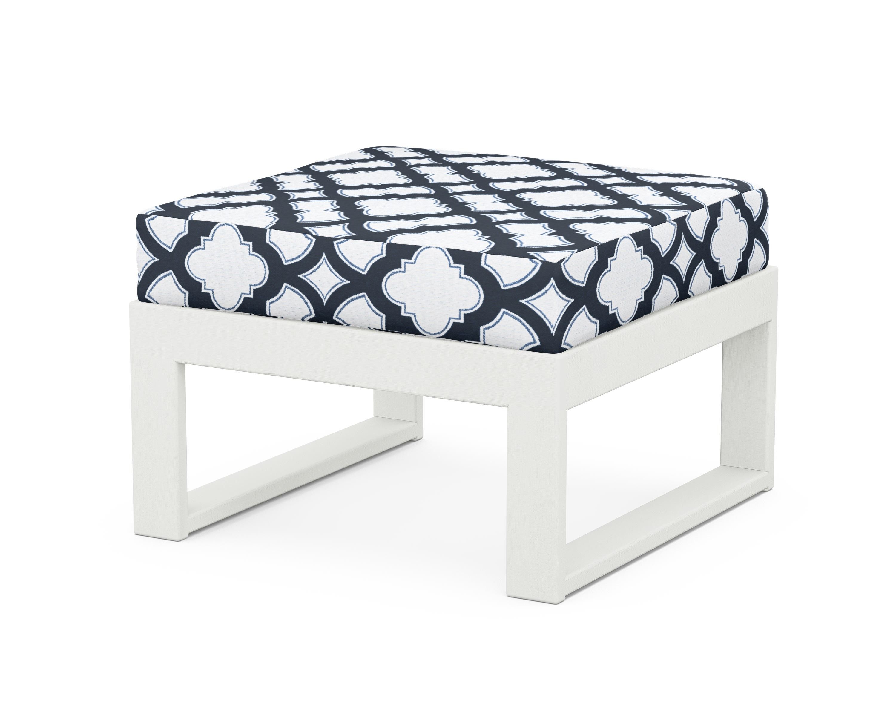 Unbranded Modular Ottoman - Modern in Vintage White / Trellis Marine Indigo