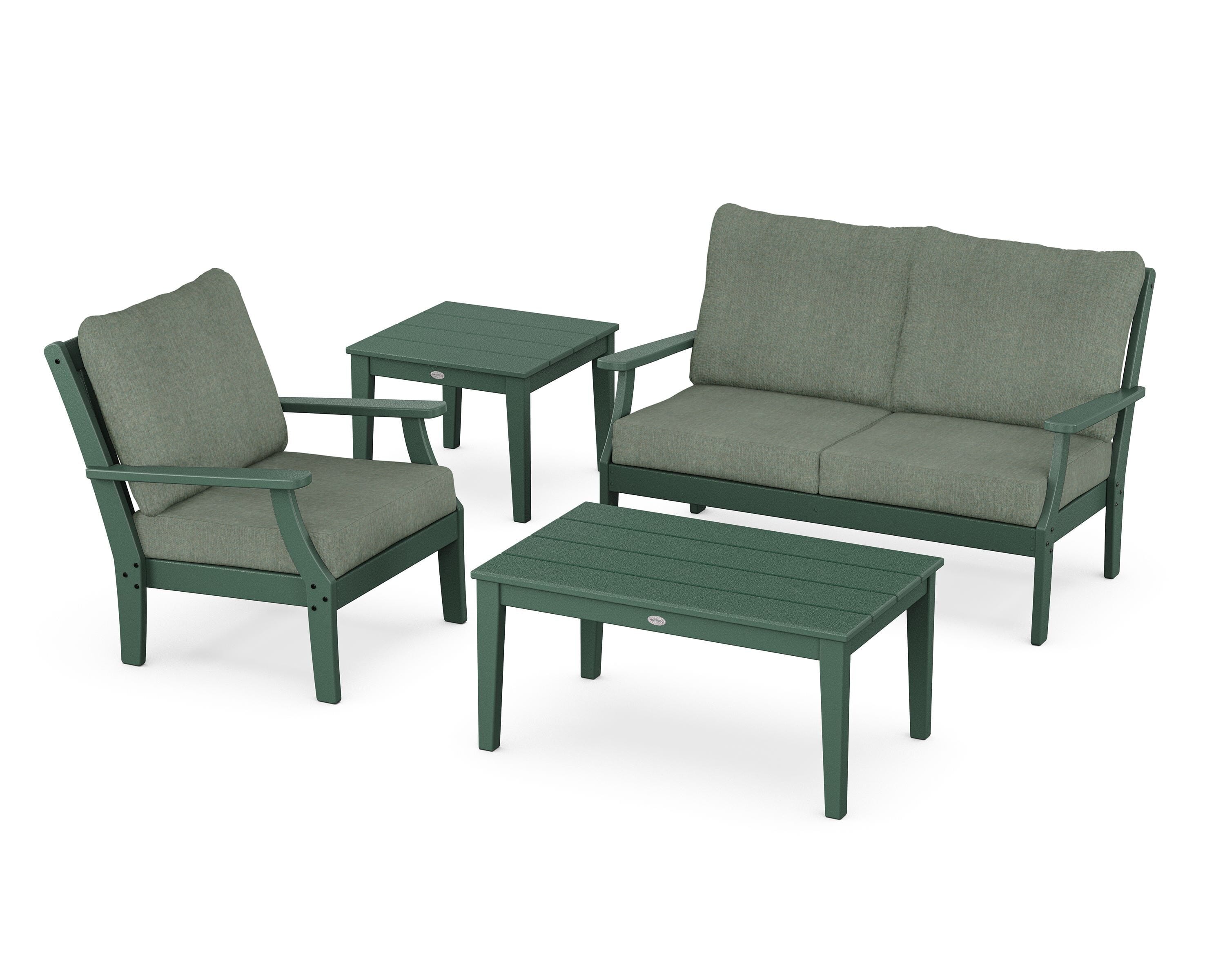POLYWOOD® Braxton 4-Piece Deep Seating Set in Green / Cast Sage