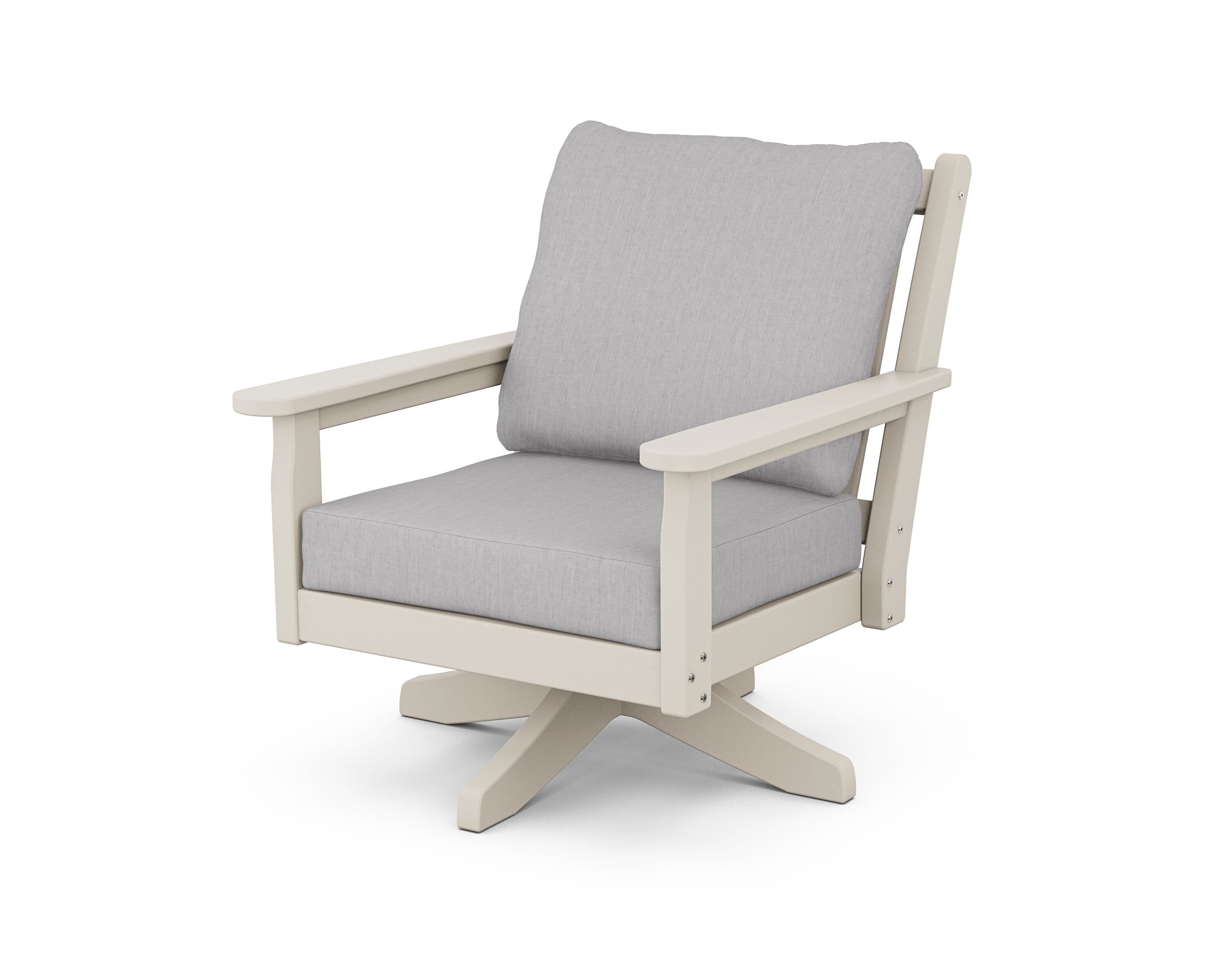 POLYWOOD® Chippendale Deep Seating Swivel Chair in Sand / Granite