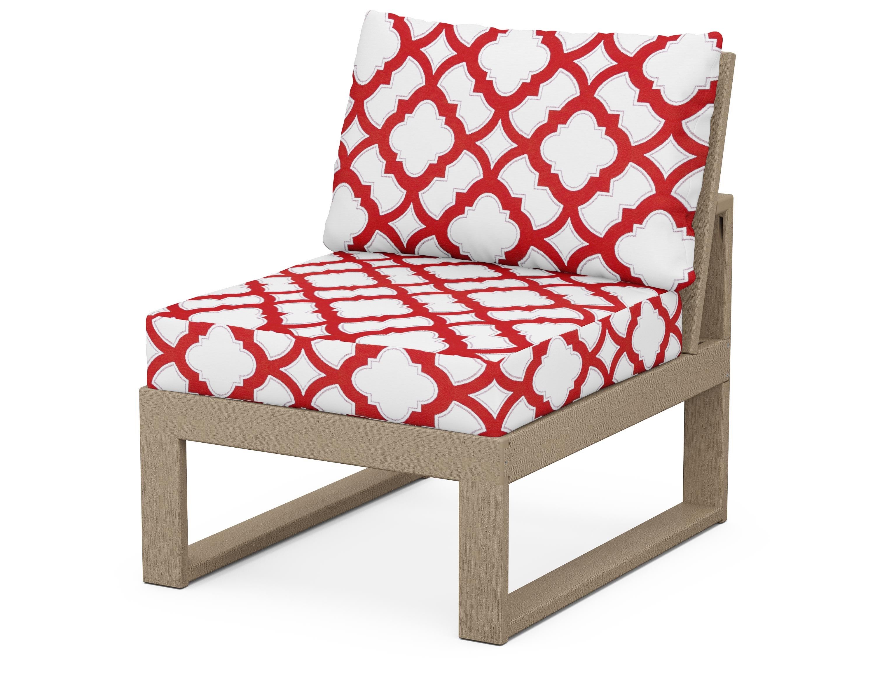 Unbranded Modular Armless Chair in Vintage Sahara / Trellis Crimson