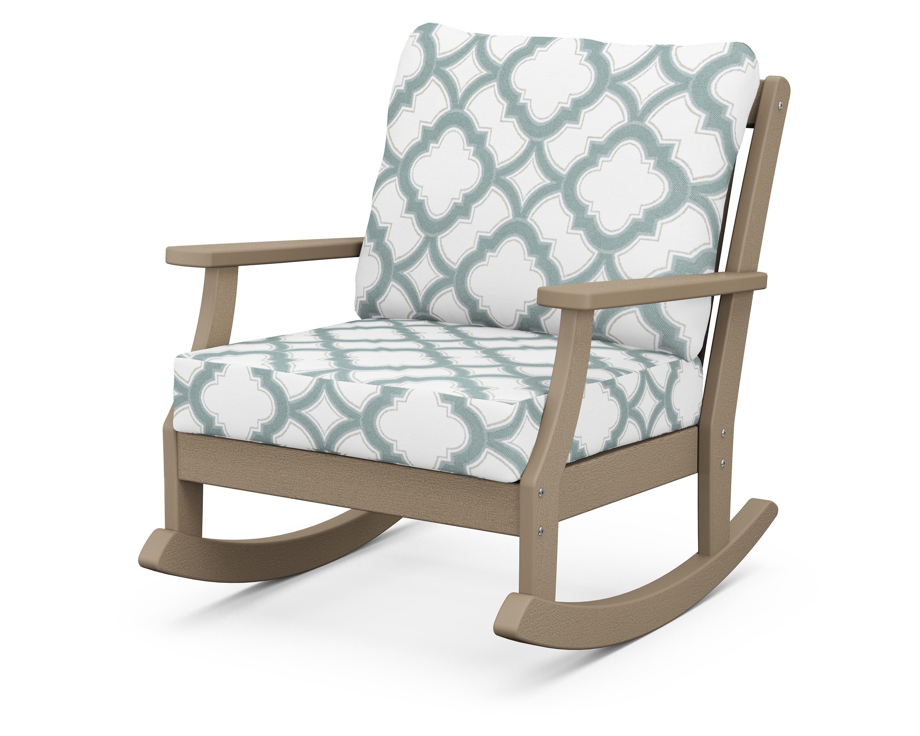 POLYWOOD® Braxton Deep Seating Rocking Chair in Vintage Sahara / Trellis Glacier Spa