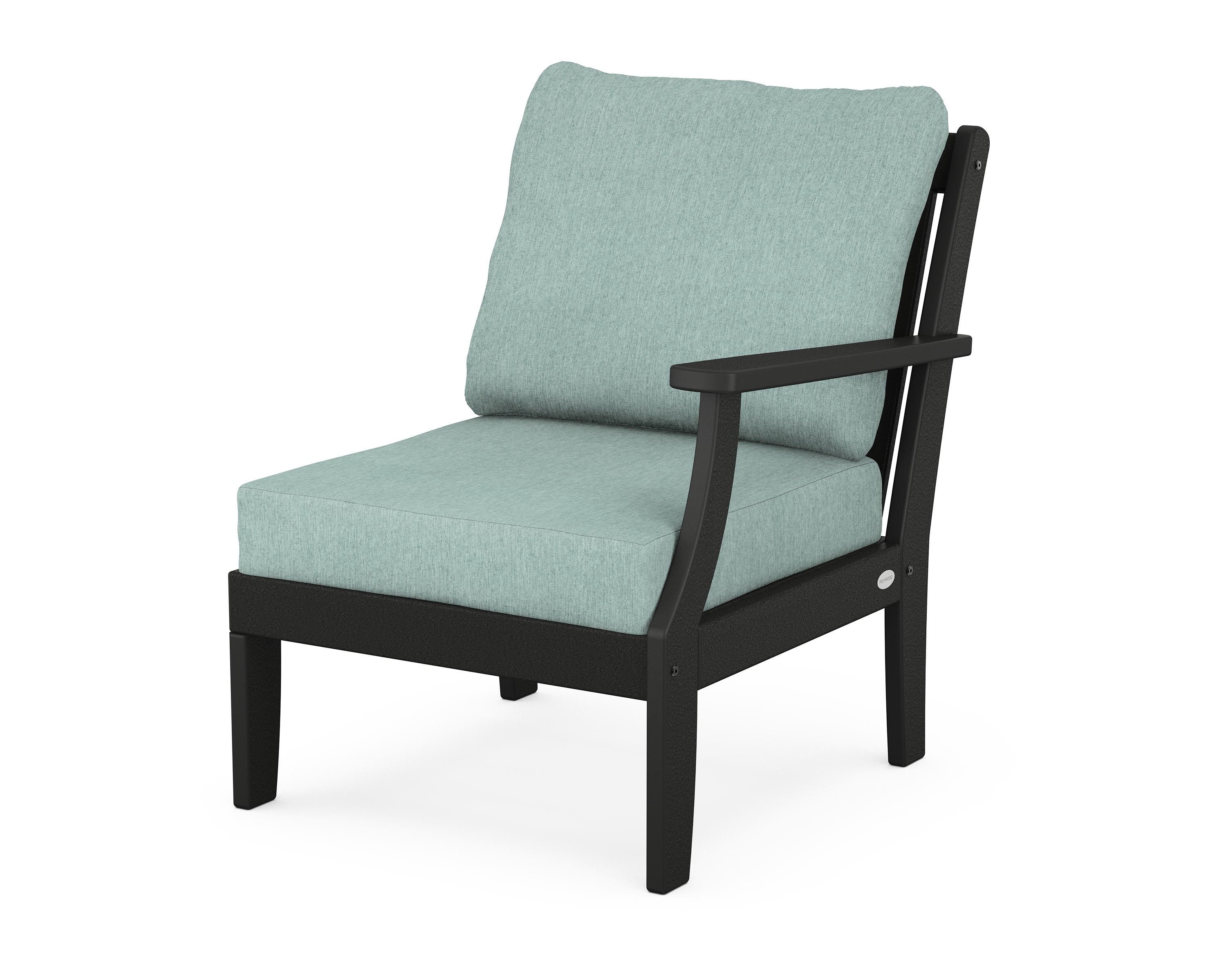 POLYWOOD® Braxton Modular Right Arm Chair in Black / Glacier Spa