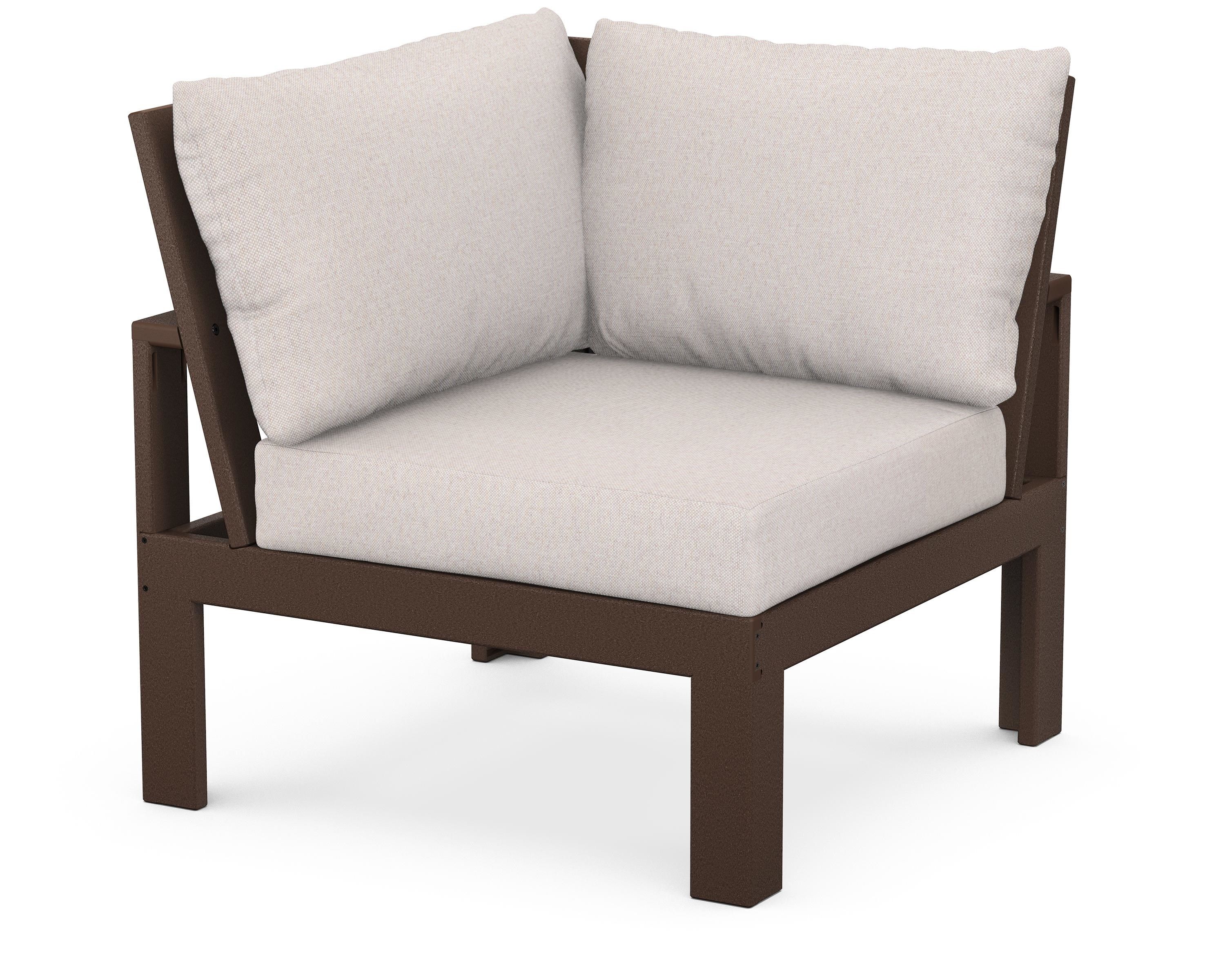 Unbranded Modular Corner Chair in Mahogany / Dune Burlap