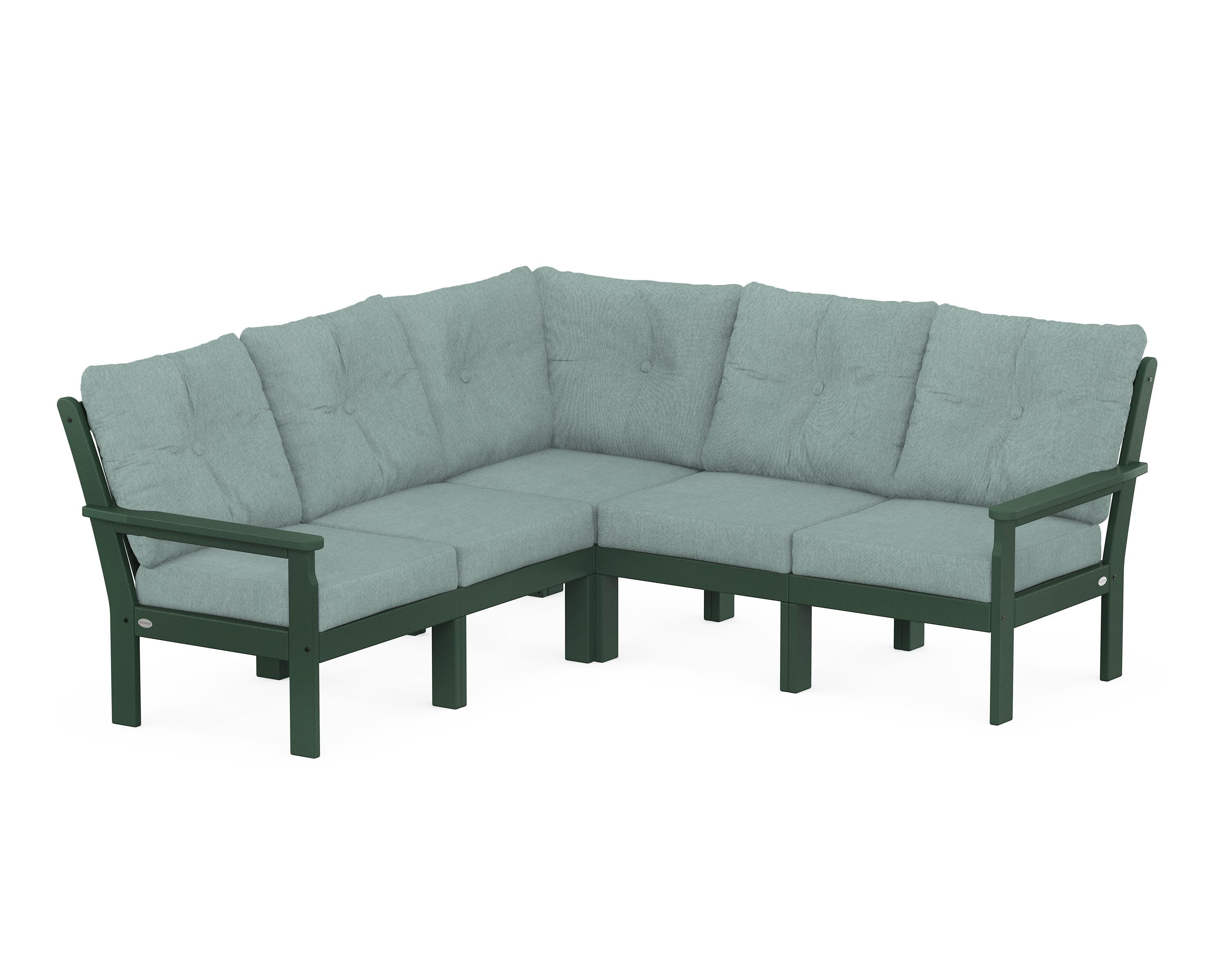 POLYWOOD® Vineyard 5-Piece Sectional in Green / Glacier Spa